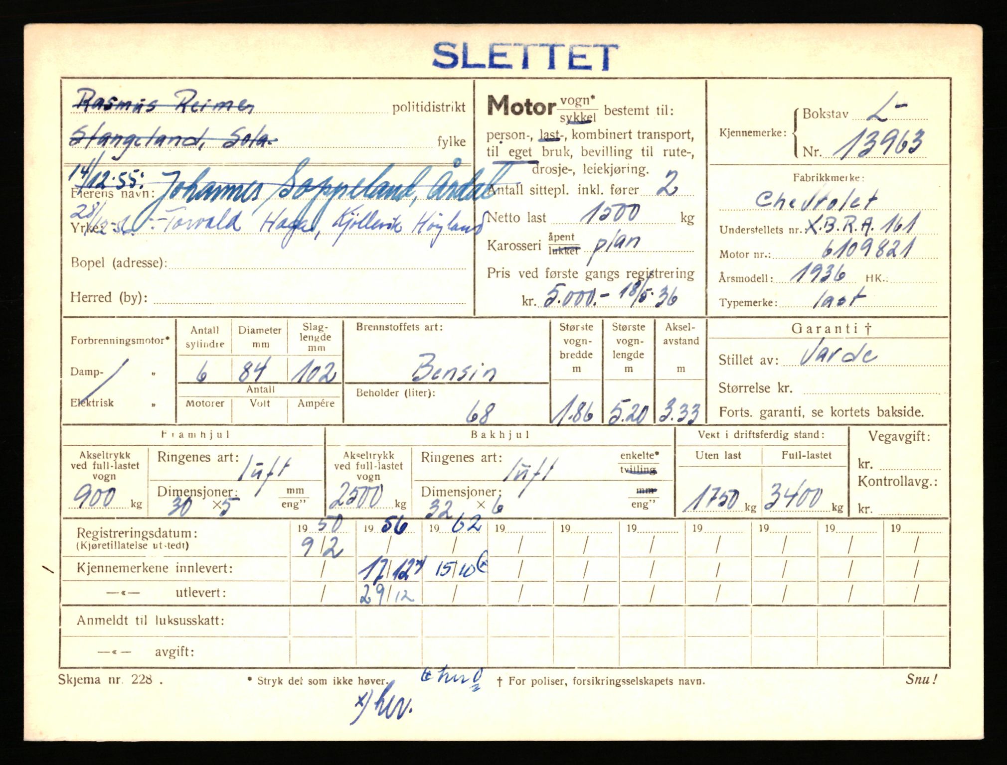 Stavanger trafikkstasjon, AV/SAST-A-101942/0/F/L0025: L-13500 - L-13999, 1930-1971, s. 1963