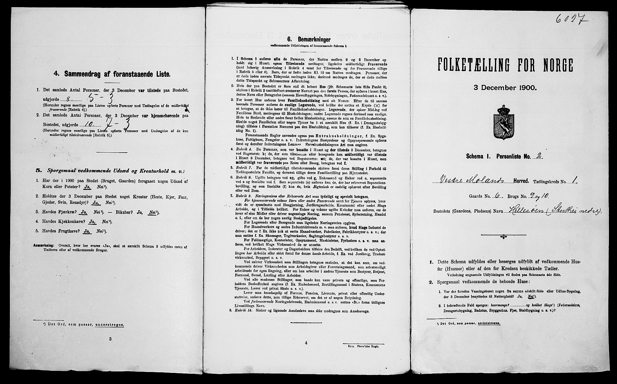 SAK, Folketelling 1900 for 0926 Vestre Moland herred, 1900, s. 83