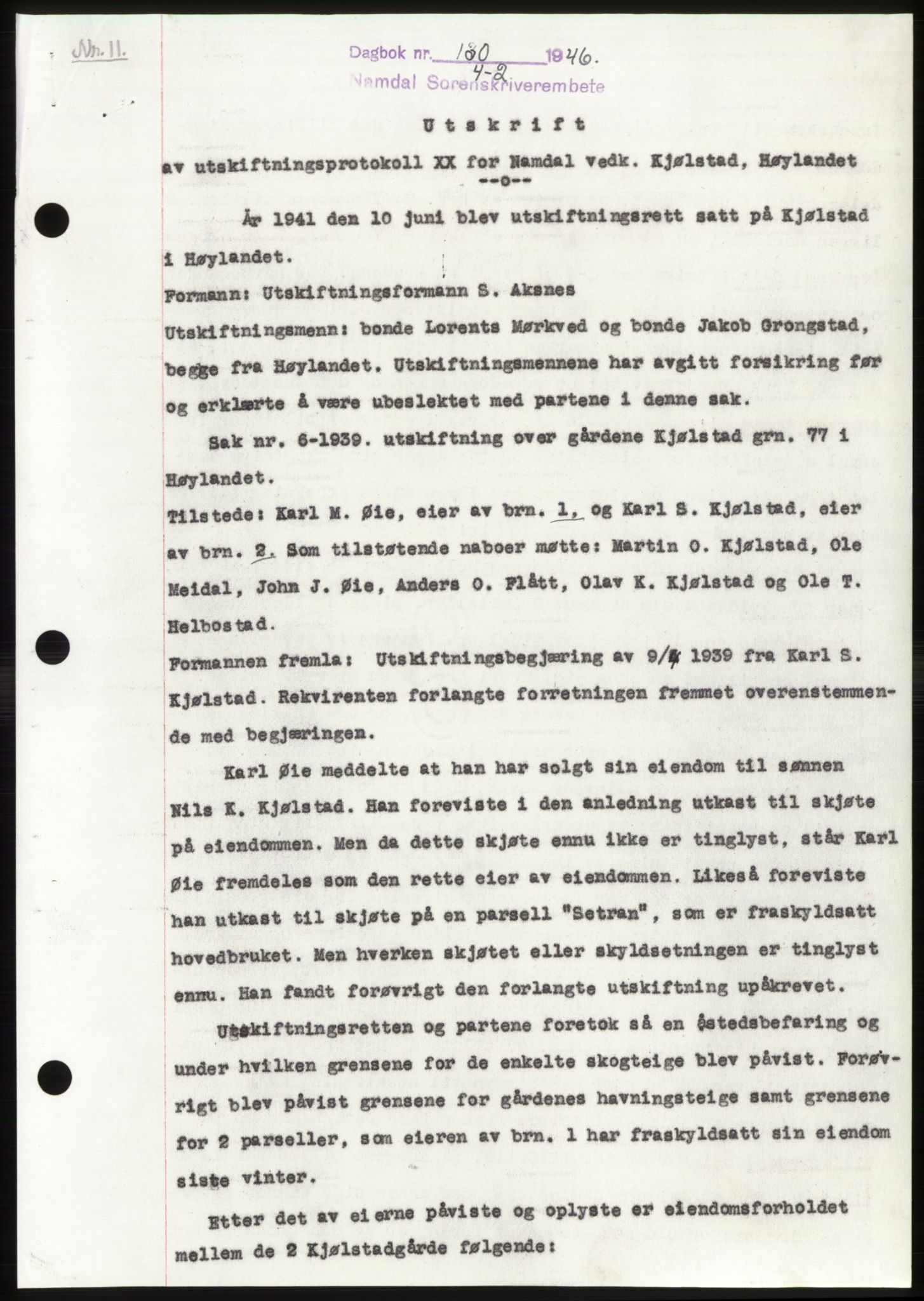 Namdal sorenskriveri, SAT/A-4133/1/2/2C: Pantebok nr. -, 1946-1946, Dagboknr: 130/1946
