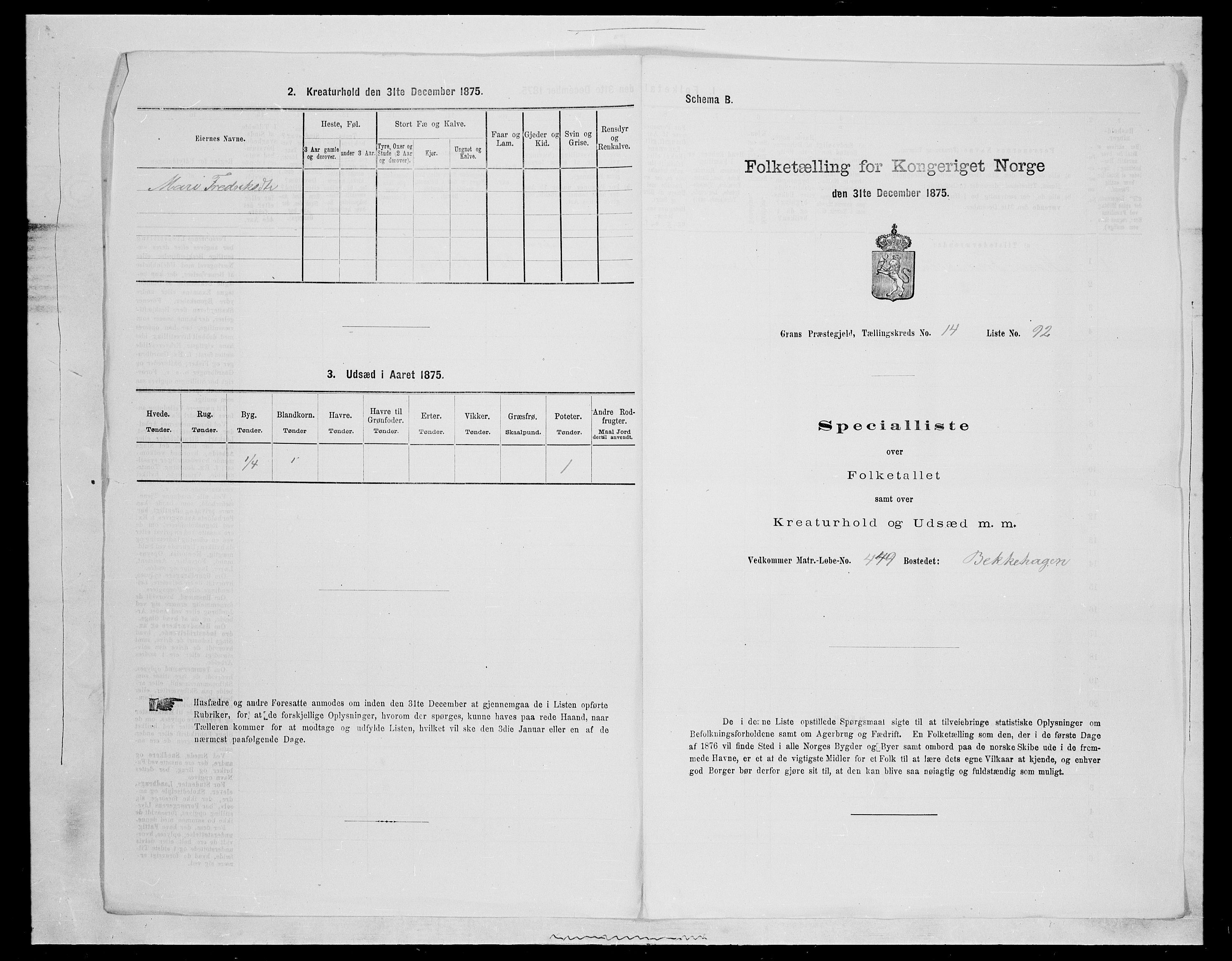 SAH, Folketelling 1875 for 0534P Gran prestegjeld, 1875, s. 2713