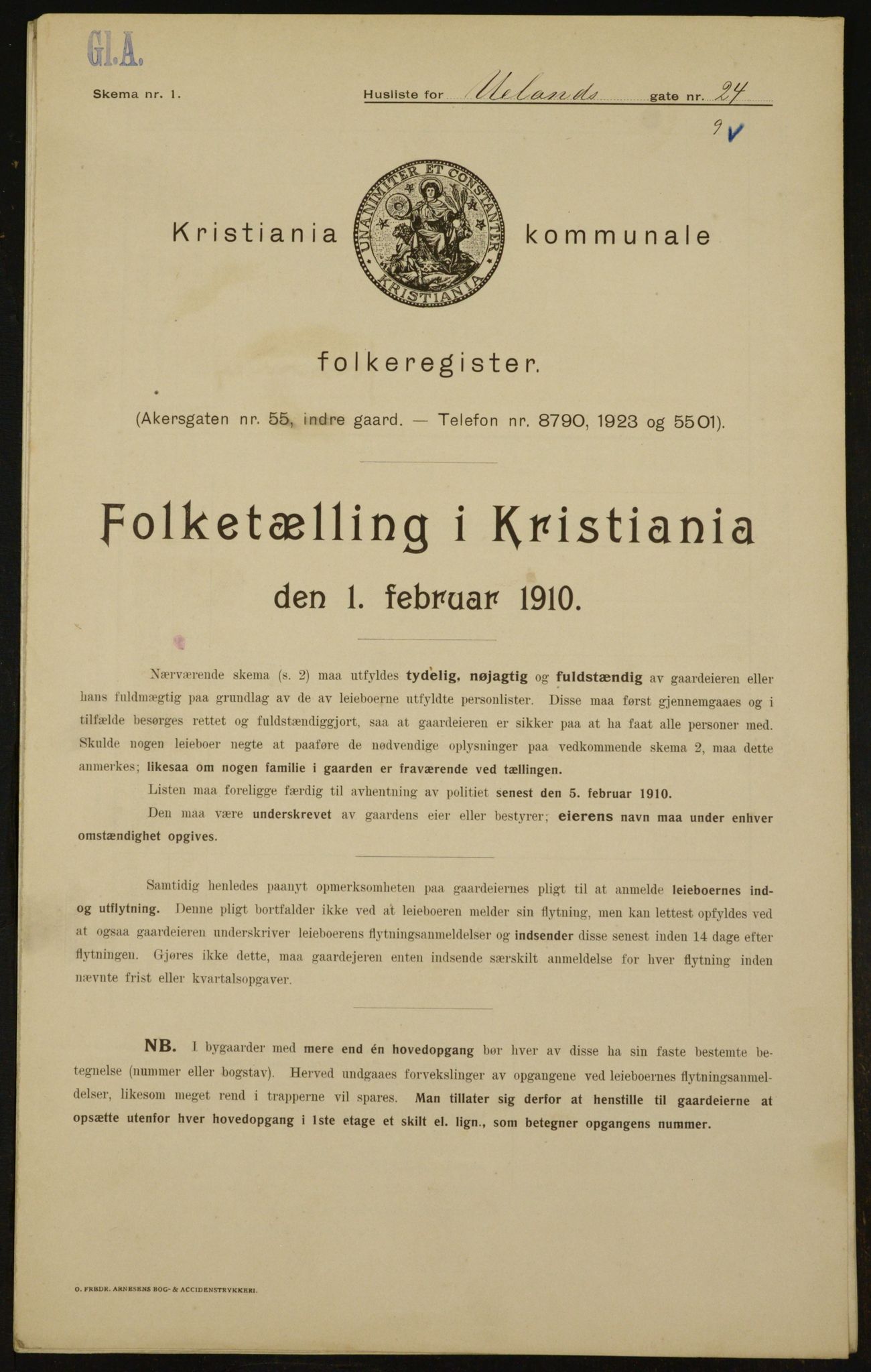 OBA, Kommunal folketelling 1.2.1910 for Kristiania, 1910, s. 112533
