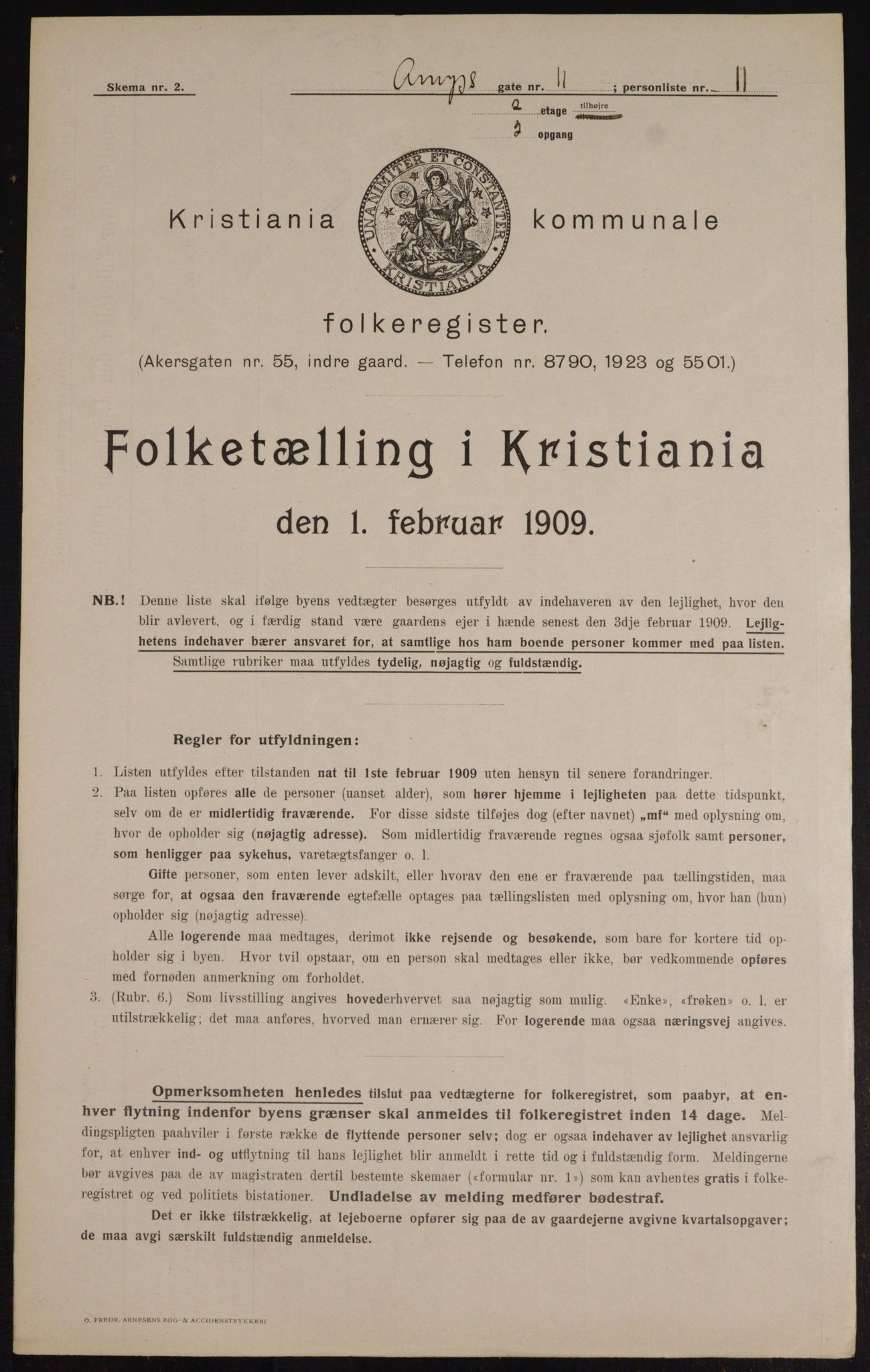 OBA, Kommunal folketelling 1.2.1909 for Kristiania kjøpstad, 1909, s. 2142