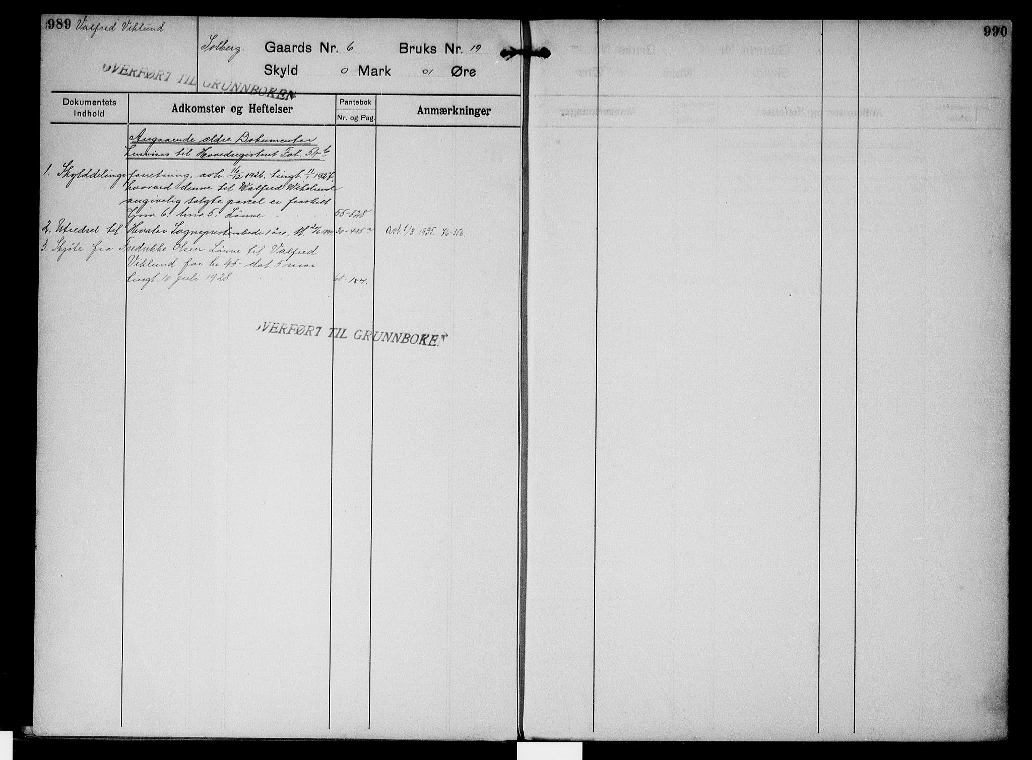Onsøy sorenskriveri, AV/SAO-A-10474/G/Gb/Gbc/L0003: Panteregister nr. III 3, 1913, s. 989-990