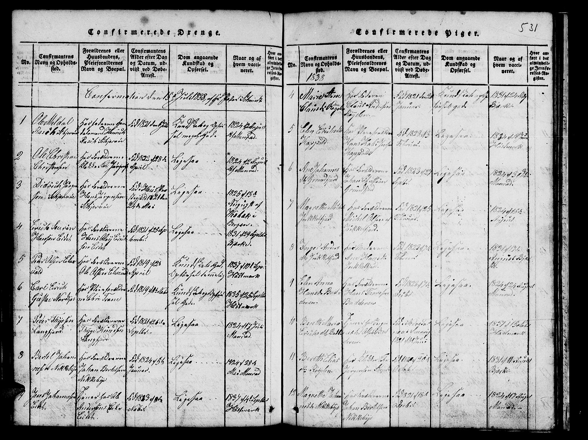 Skjervøy sokneprestkontor, AV/SATØ-S-1300/H/Ha/Hab/L0001klokker: Klokkerbok nr. 1, 1825-1838, s. 530-531