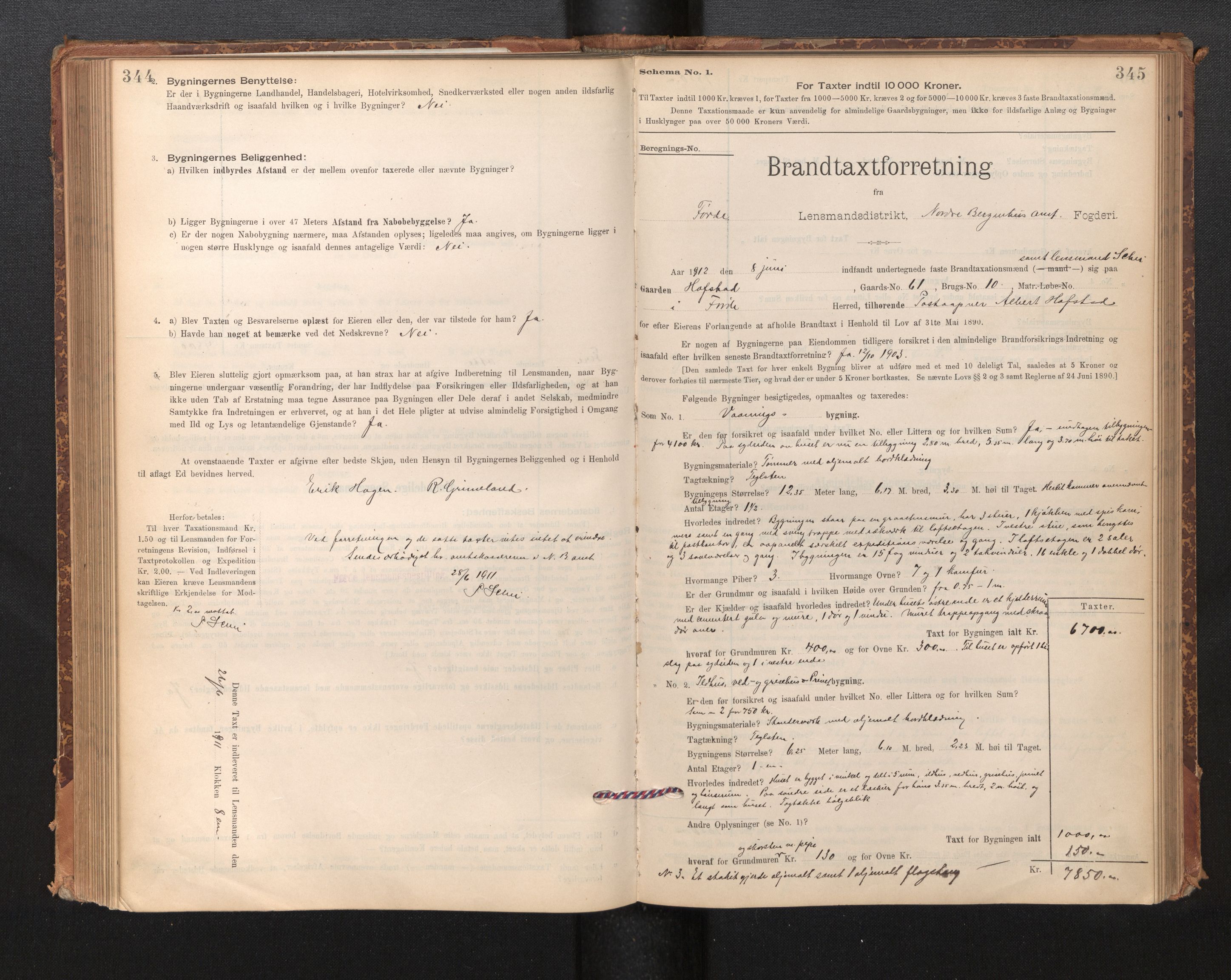 Lensmannen i Førde, AV/SAB-A-27401/0012/L0008: Branntakstprotokoll, skjematakst, 1895-1922, s. 344-345