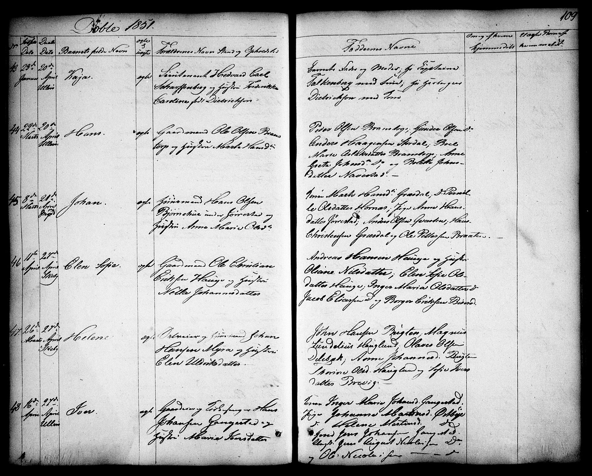 Skjeberg prestekontor Kirkebøker, AV/SAO-A-10923/F/Fa/L0006: Ministerialbok nr. I 6, 1846-1858, s. 109