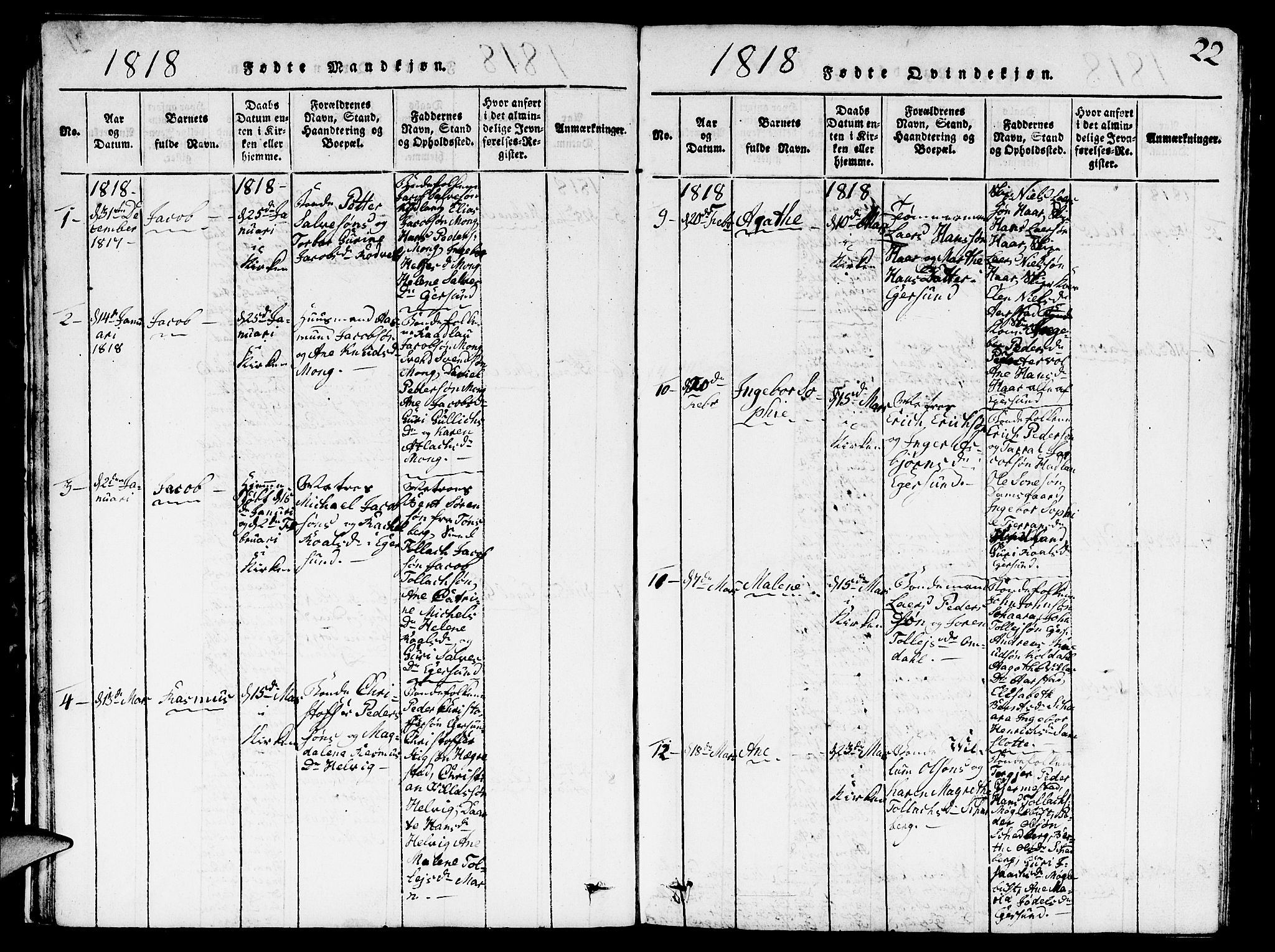 Eigersund sokneprestkontor, AV/SAST-A-101807/S09/L0001: Klokkerbok nr. B 1, 1815-1827, s. 22