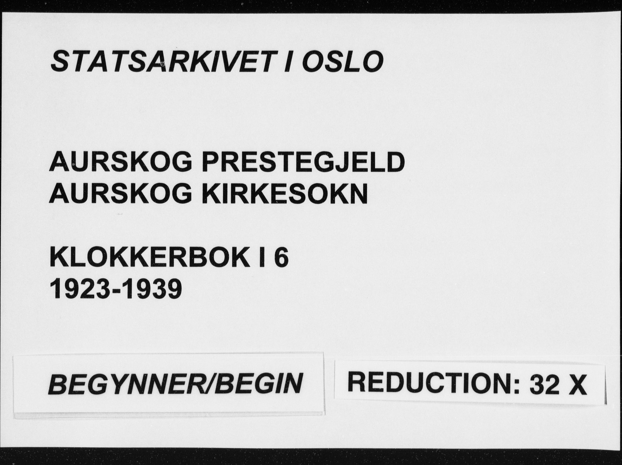 Aurskog prestekontor Kirkebøker, SAO/A-10304a/G/Ga/L0006: Klokkerbok nr. I 6, 1923-1939