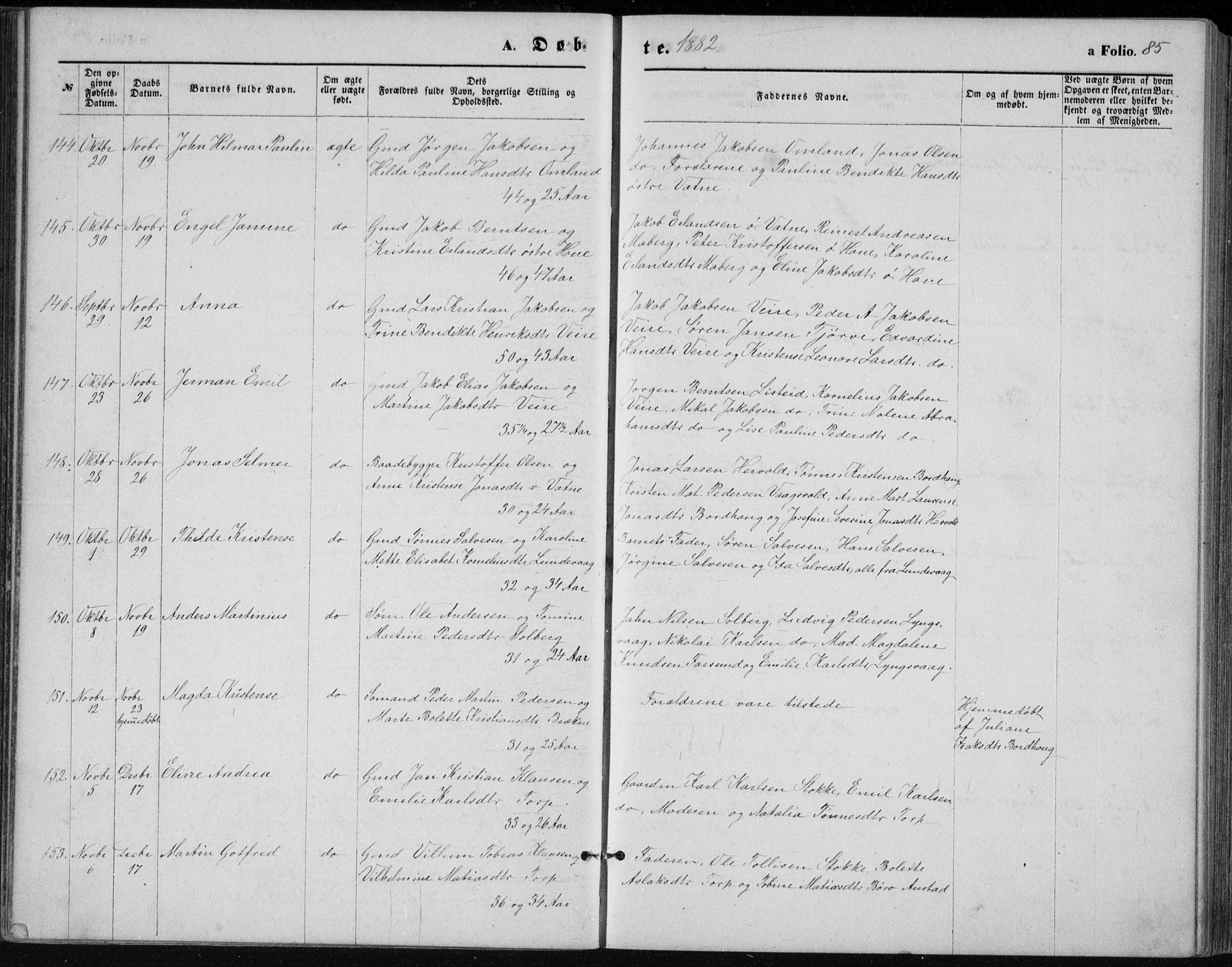 Lista sokneprestkontor, SAK/1111-0027/F/Fb/L0004: Klokkerbok nr. B 4, 1877-1891, s. 85