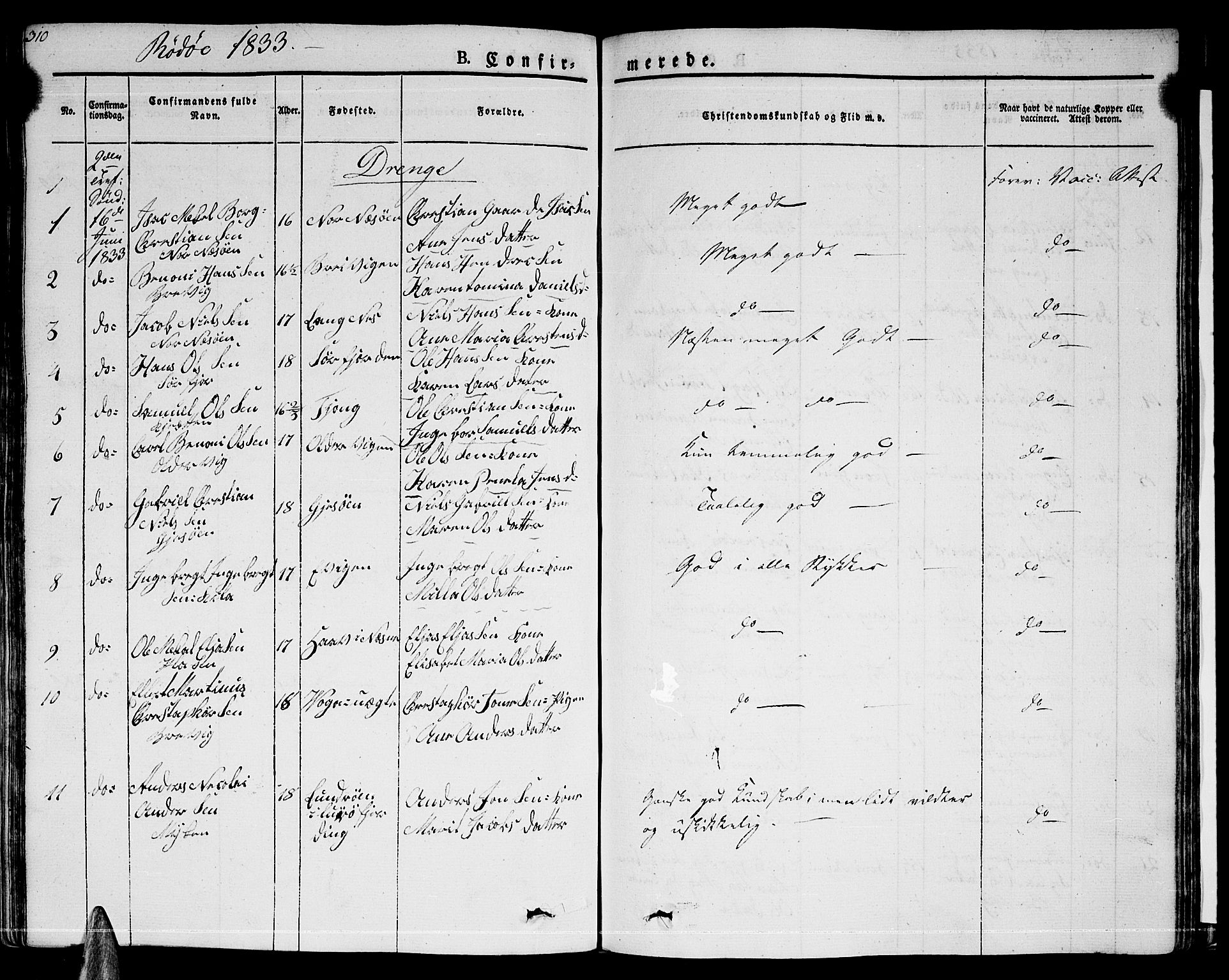 Ministerialprotokoller, klokkerbøker og fødselsregistre - Nordland, AV/SAT-A-1459/841/L0598: Ministerialbok nr. 841A06 /1, 1825-1844, s. 310