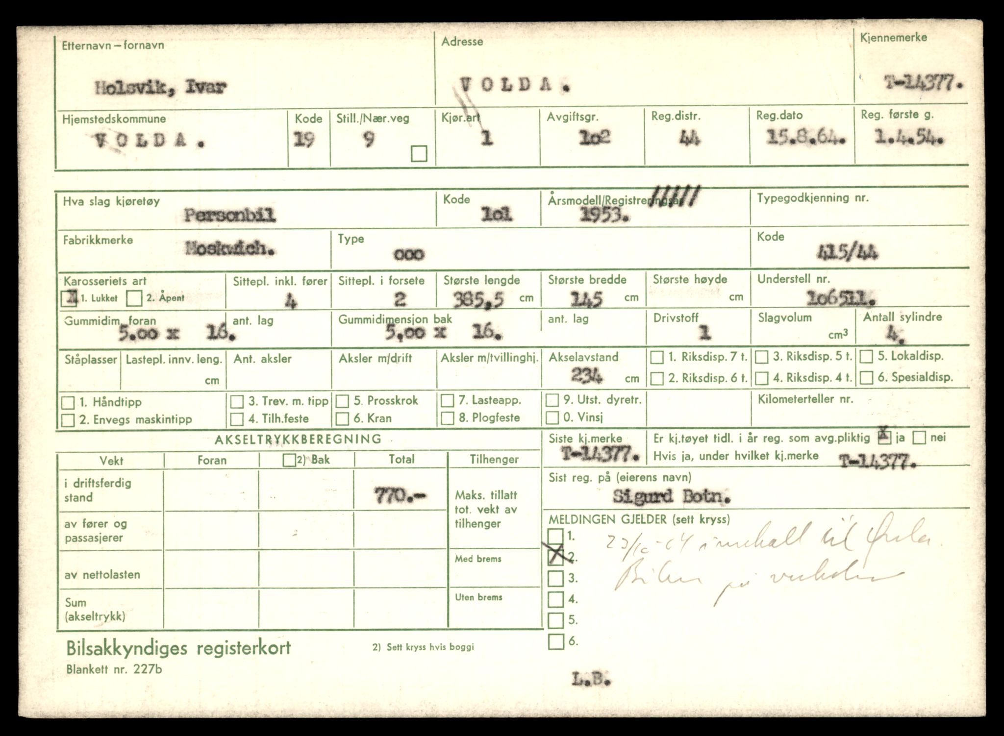 Møre og Romsdal vegkontor - Ålesund trafikkstasjon, AV/SAT-A-4099/F/Fe/L0045: Registreringskort for kjøretøy T 14320 - T 14444, 1927-1998, s. 1529