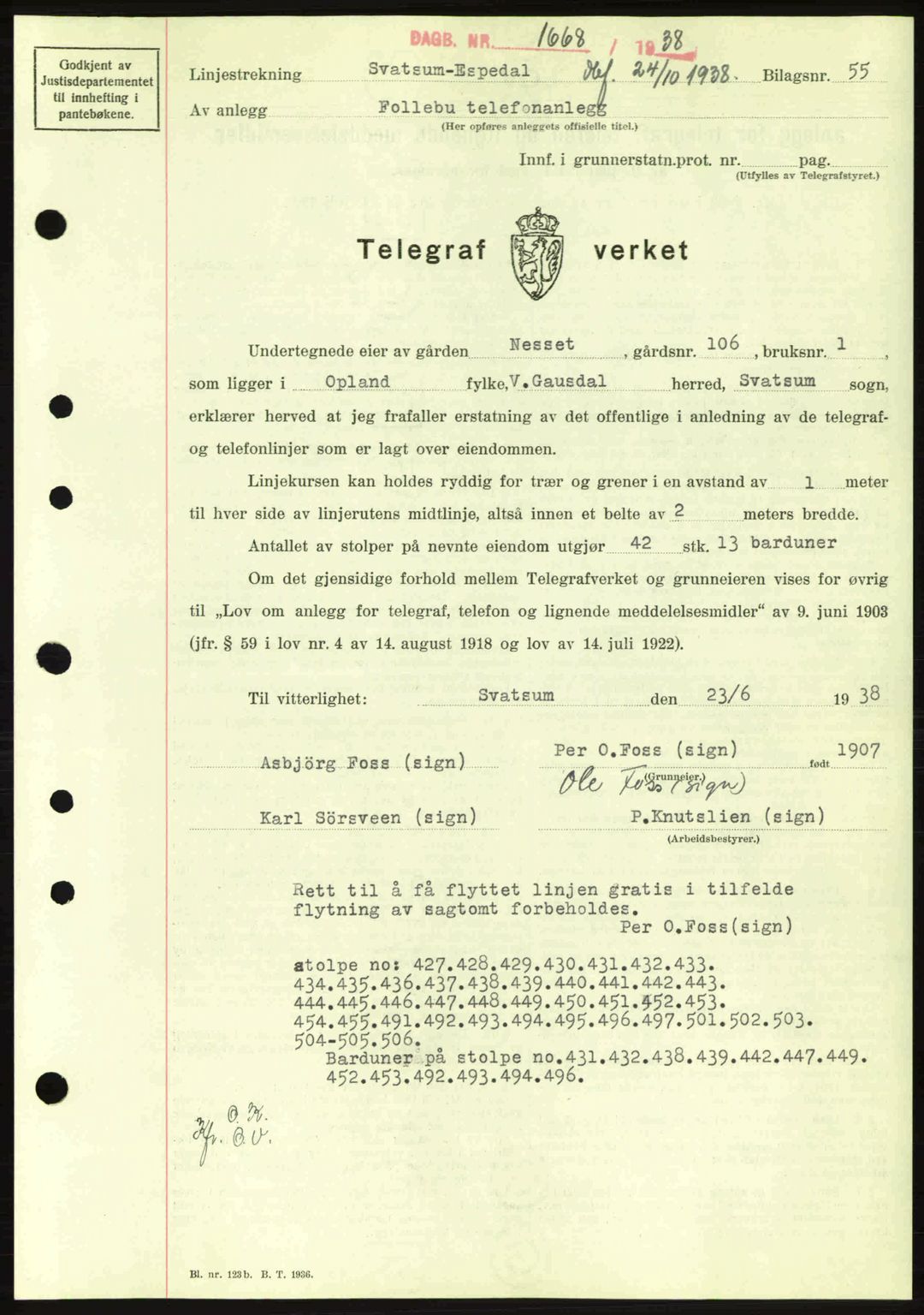 Sør-Gudbrandsdal tingrett, SAH/TING-004/H/Hb/Hbd/L0005: Pantebok nr. A5, 1938-1939, Dagboknr: 1668/1938
