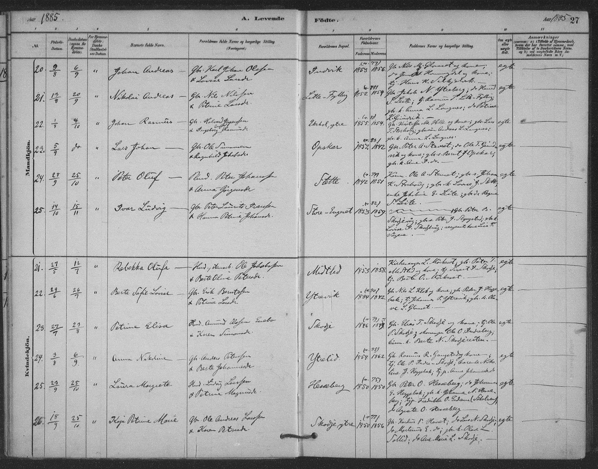 Ministerialprotokoller, klokkerbøker og fødselsregistre - Møre og Romsdal, SAT/A-1454/524/L0356: Ministerialbok nr. 524A08, 1880-1899, s. 27