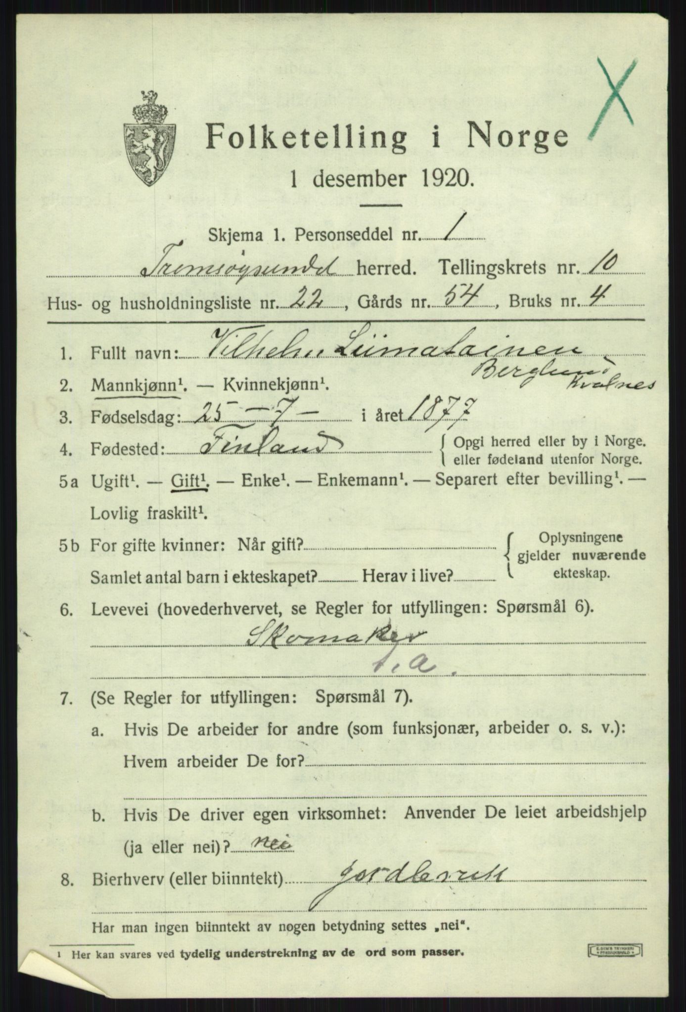 SATØ, Folketelling 1920 for 1934 Tromsøysund herred, 1920, s. 7224
