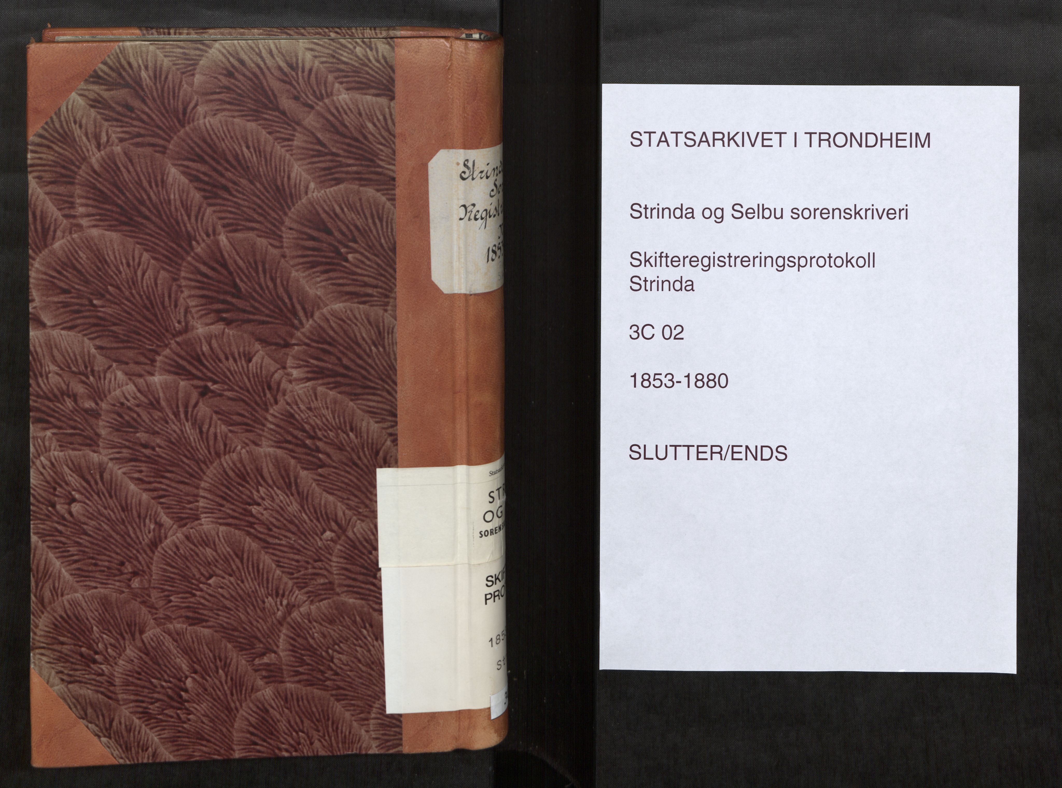 Strinda og Selbu sorenskriveri, SAT/A-0015/3/3C/L0002: Skifteregistreringsprot.  for Strinda tinglag, 1853-1880