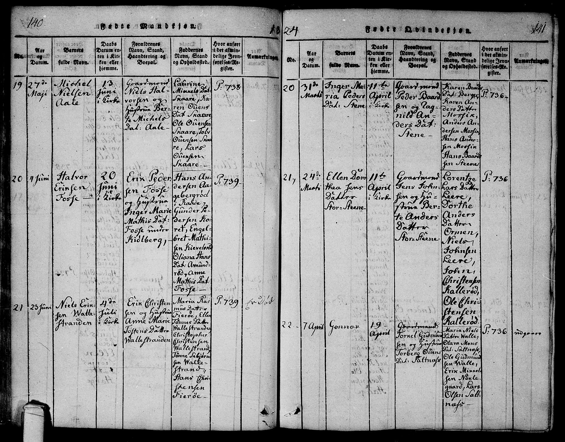 Onsøy prestekontor Kirkebøker, AV/SAO-A-10914/F/Fa/L0002: Ministerialbok nr. I 2, 1814-1840, s. 140-141