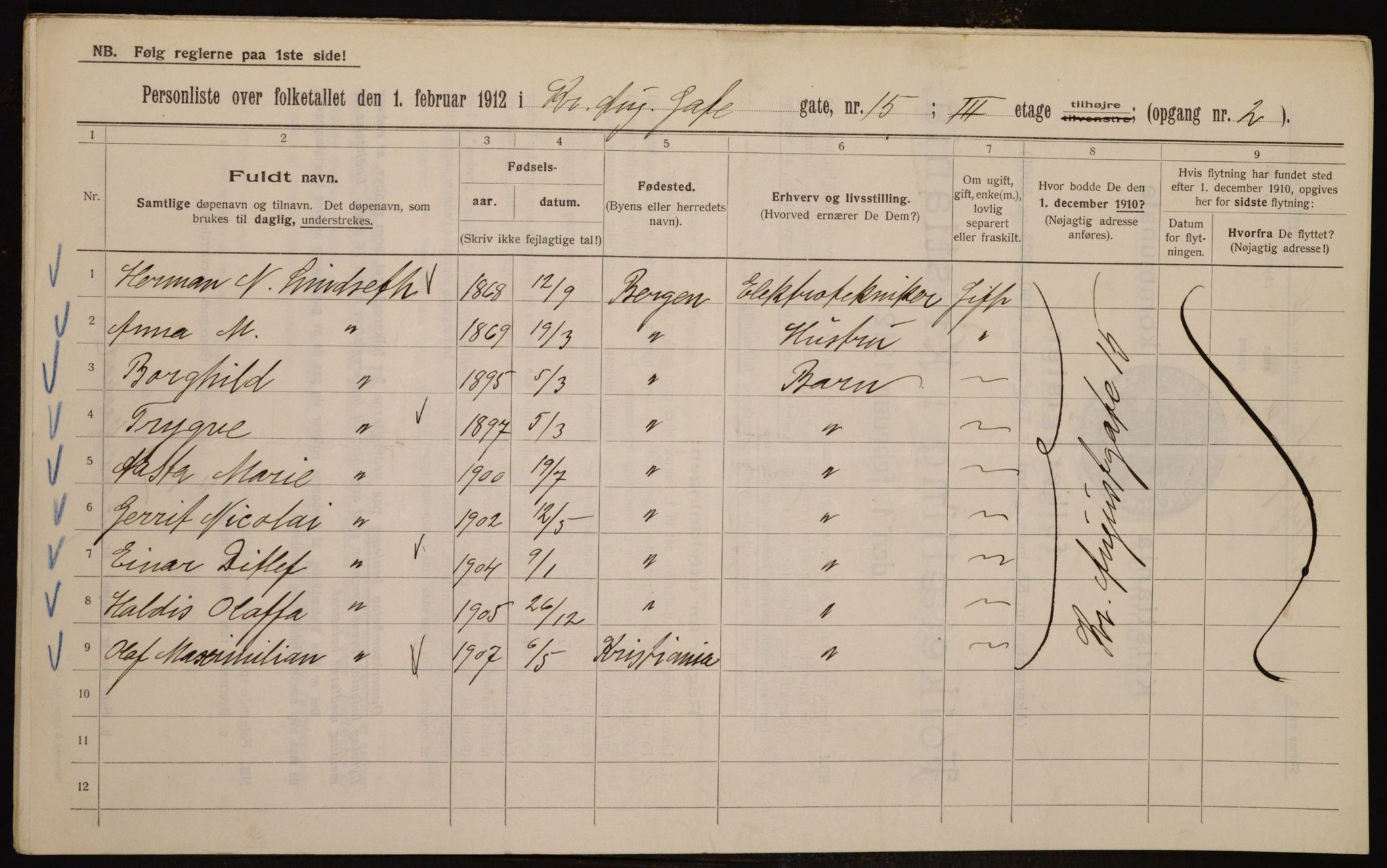 OBA, Kommunal folketelling 1.2.1912 for Kristiania, 1912, s. 54334