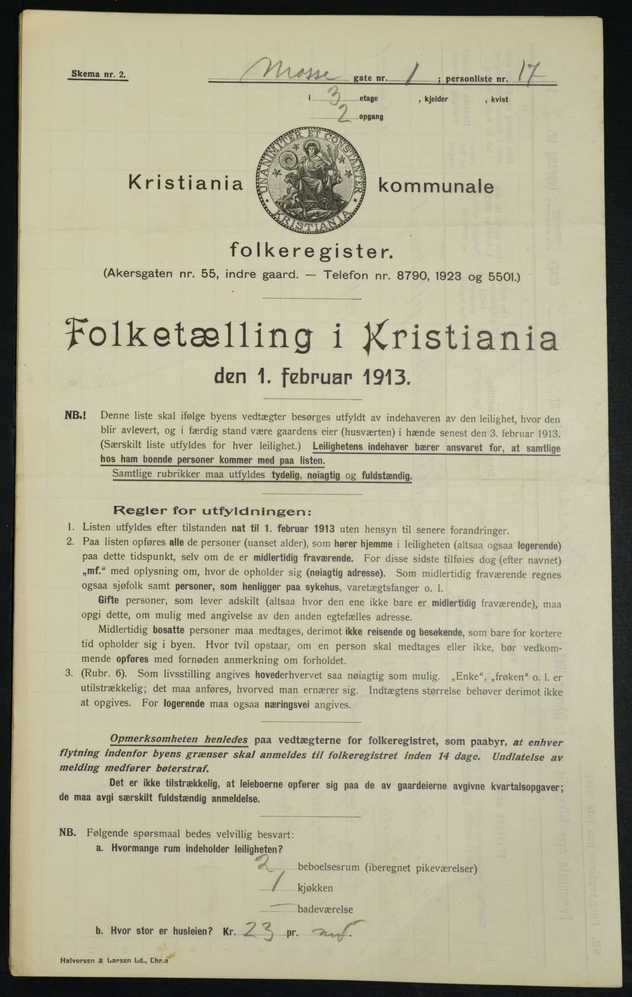 OBA, Kommunal folketelling 1.2.1913 for Kristiania, 1913, s. 65587