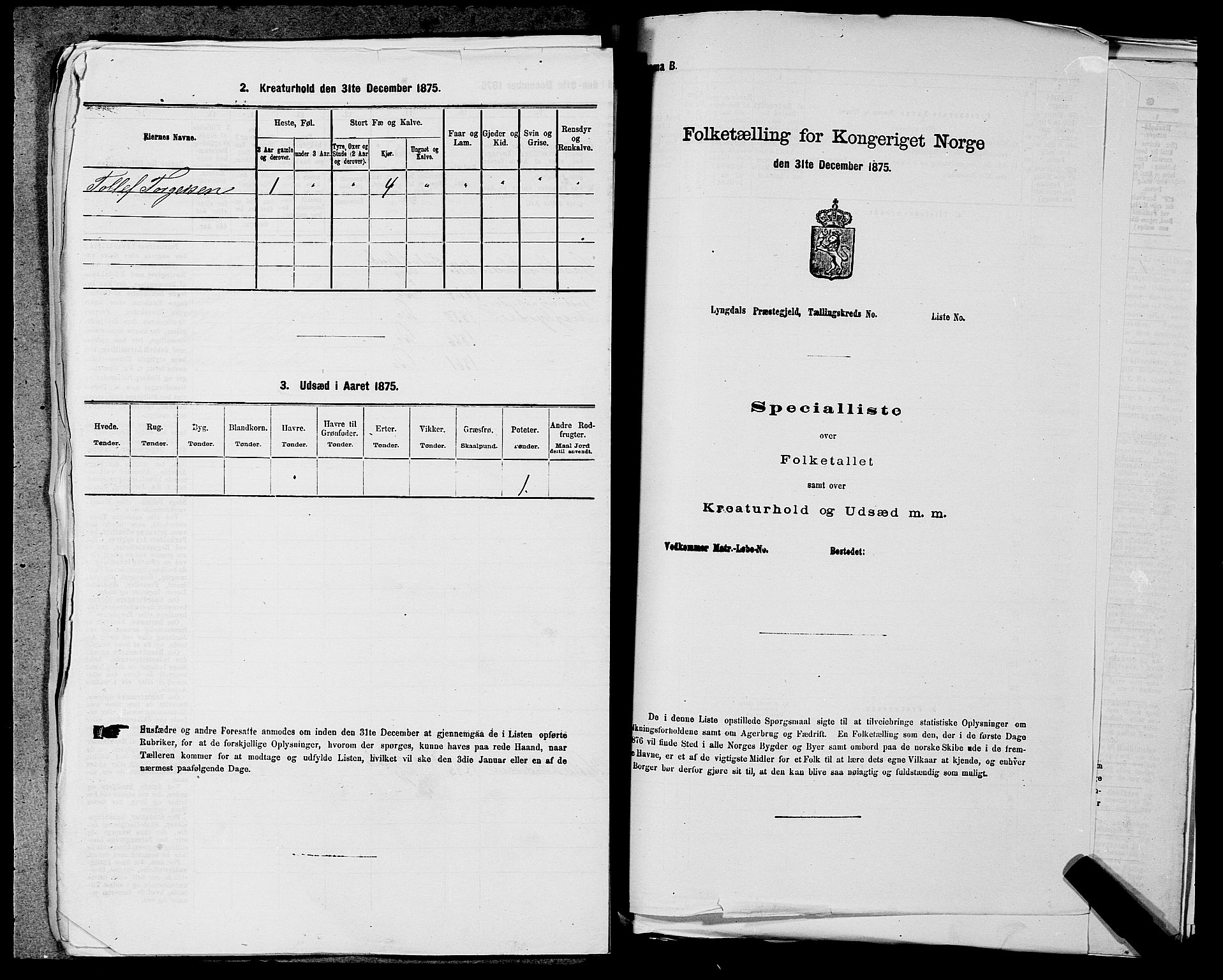 SAST, Folketelling 1875 for 1136P Sand prestegjeld, 1875, s. 1433