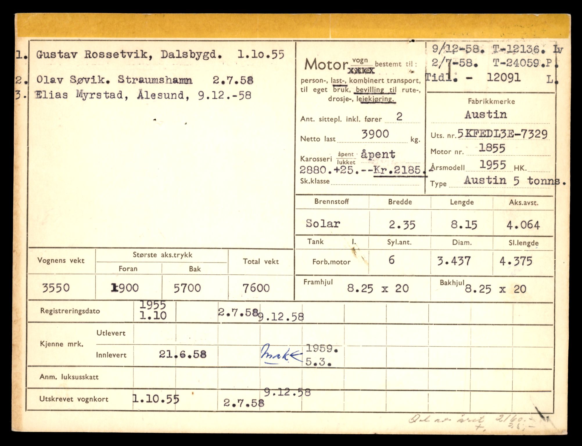 Møre og Romsdal vegkontor - Ålesund trafikkstasjon, AV/SAT-A-4099/F/Fe/L0032: Registreringskort for kjøretøy T 11997 - T 12149, 1927-1998, s. 3421