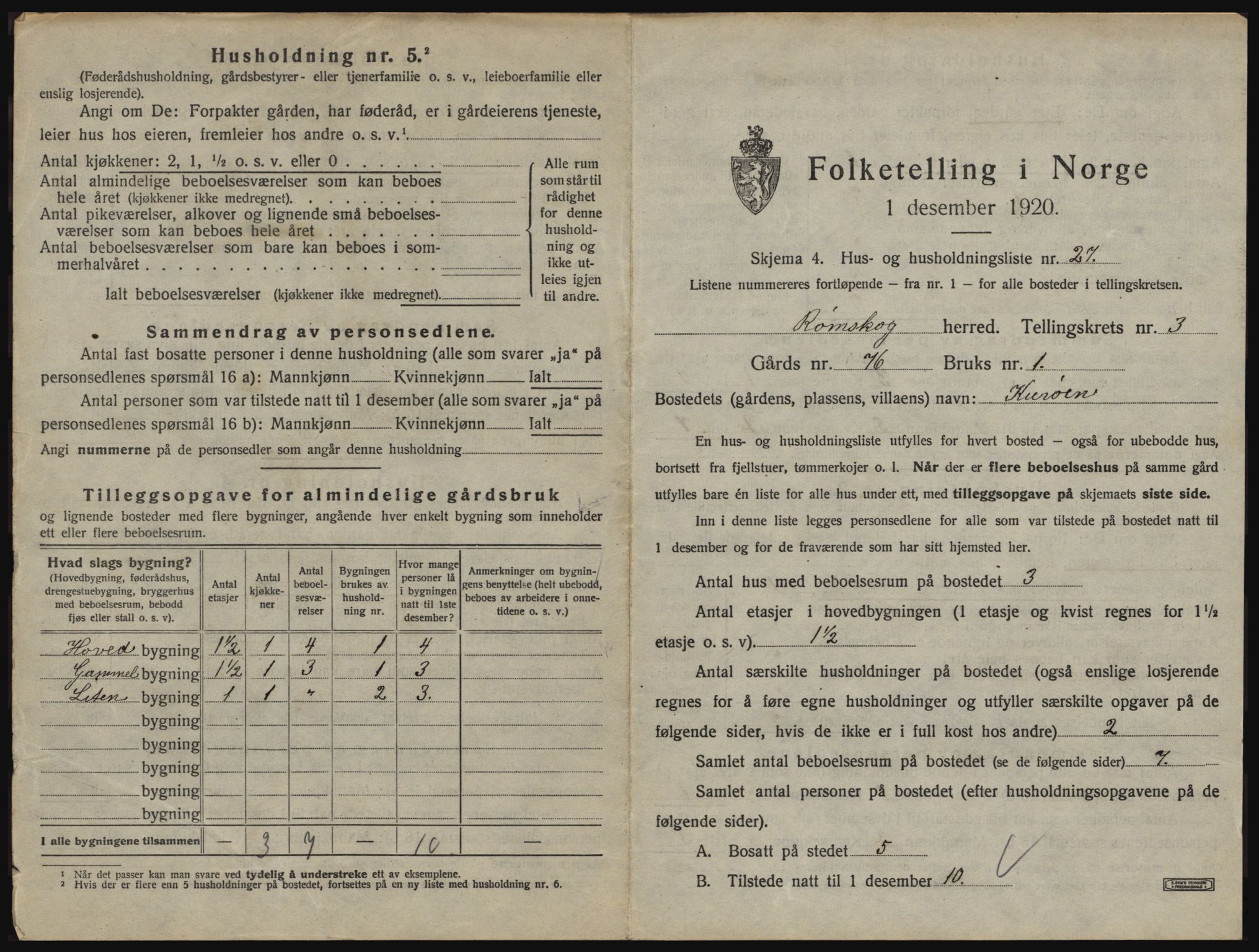 SAO, Folketelling 1920 for 0121 Rømskog herred, 1920, s. 220