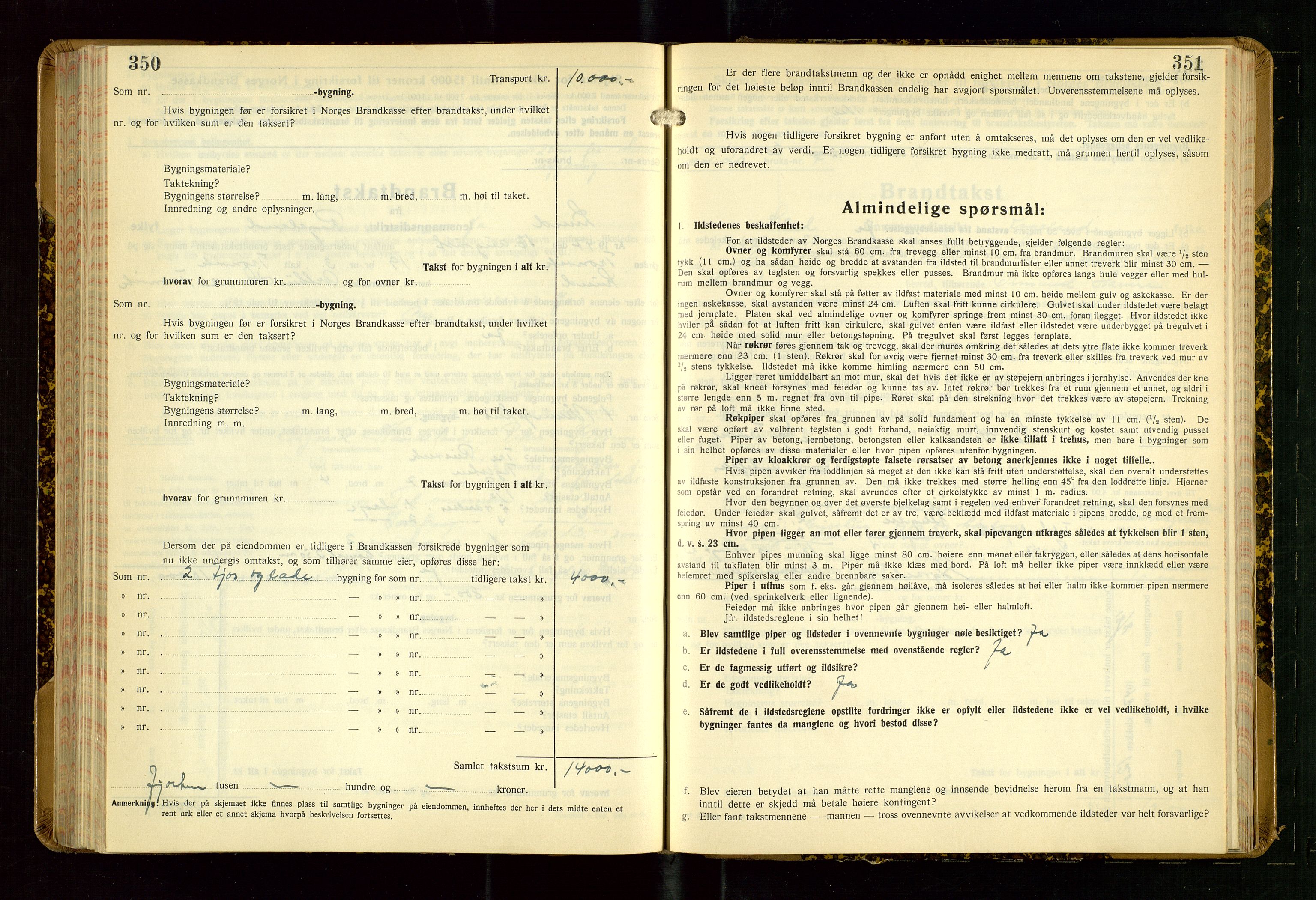 Lund lensmannskontor, AV/SAST-A-100303/Gob/L0006: "Brandtakstprotokoll", 1938-1951, s. 350-351