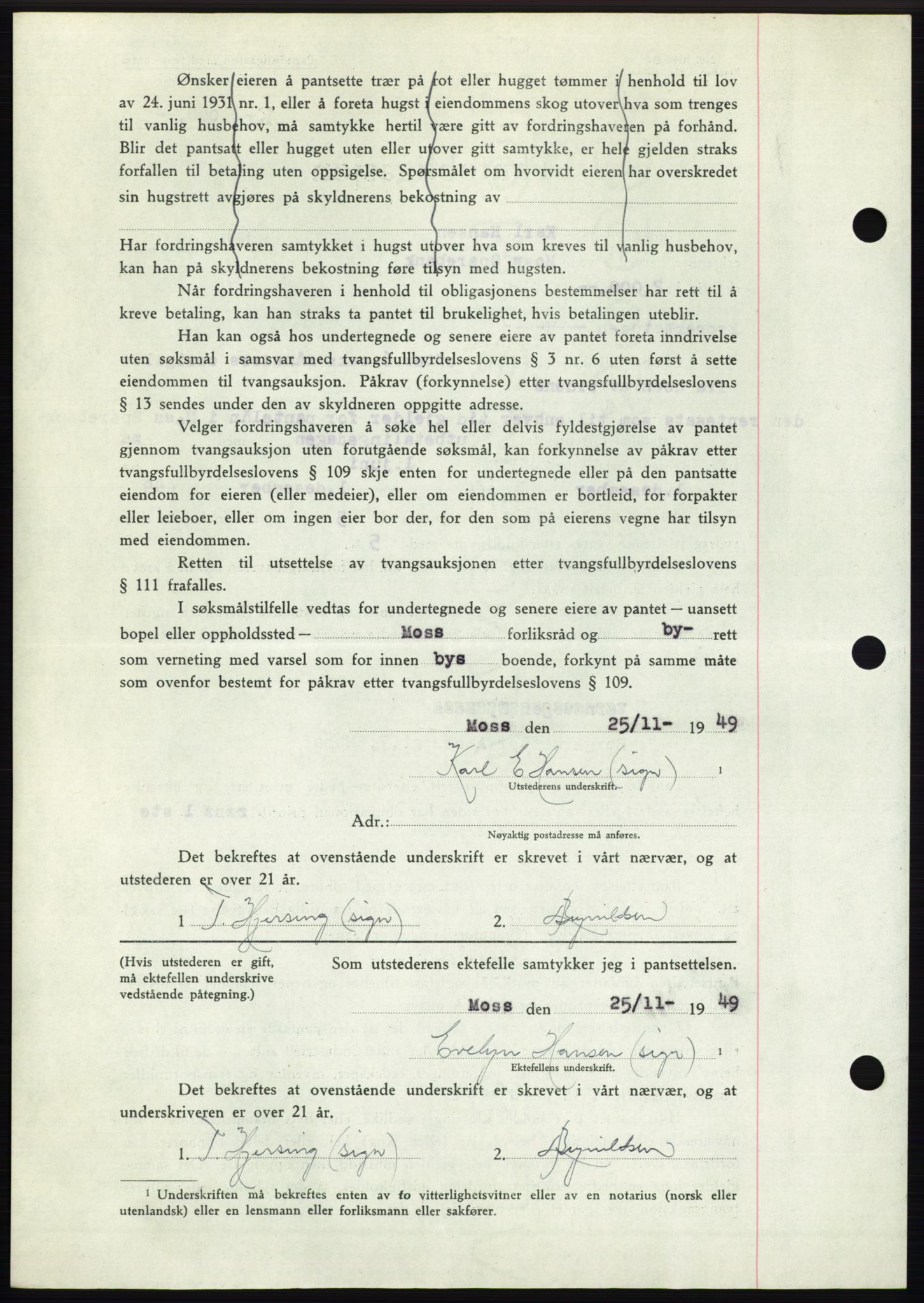 Moss sorenskriveri, SAO/A-10168: Pantebok nr. B23, 1949-1950, Dagboknr: 3630/1949