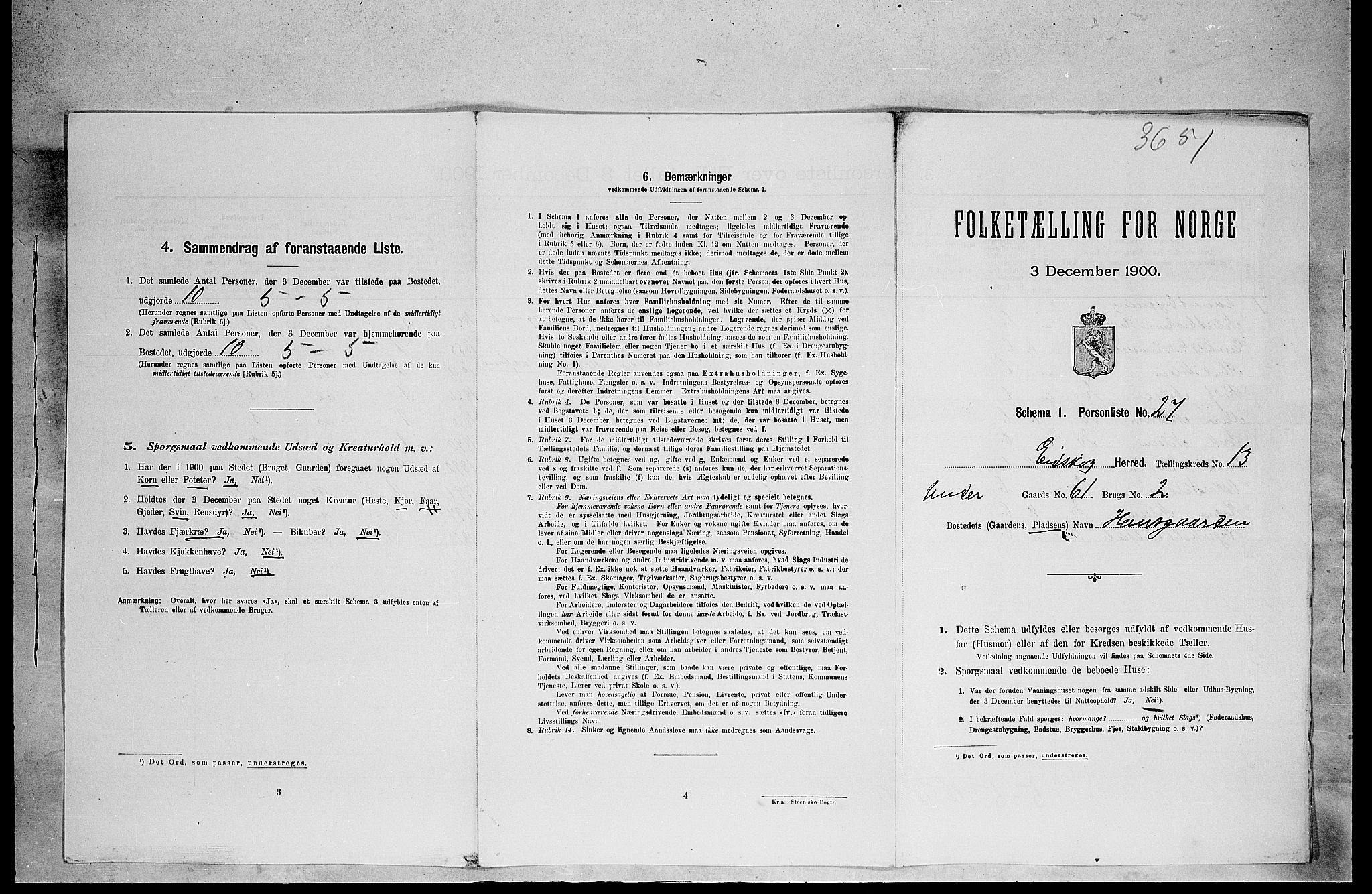 SAH, Folketelling 1900 for 0420 Eidskog herred, 1900, s. 1898