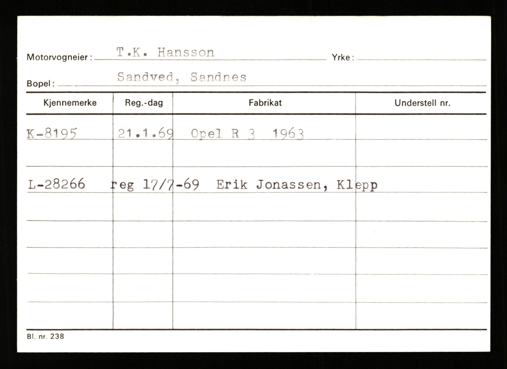 Stavanger trafikkstasjon, SAST/A-101942/0/G/L0002: Registreringsnummer: 5791 - 10405, 1930-1971, s. 1331