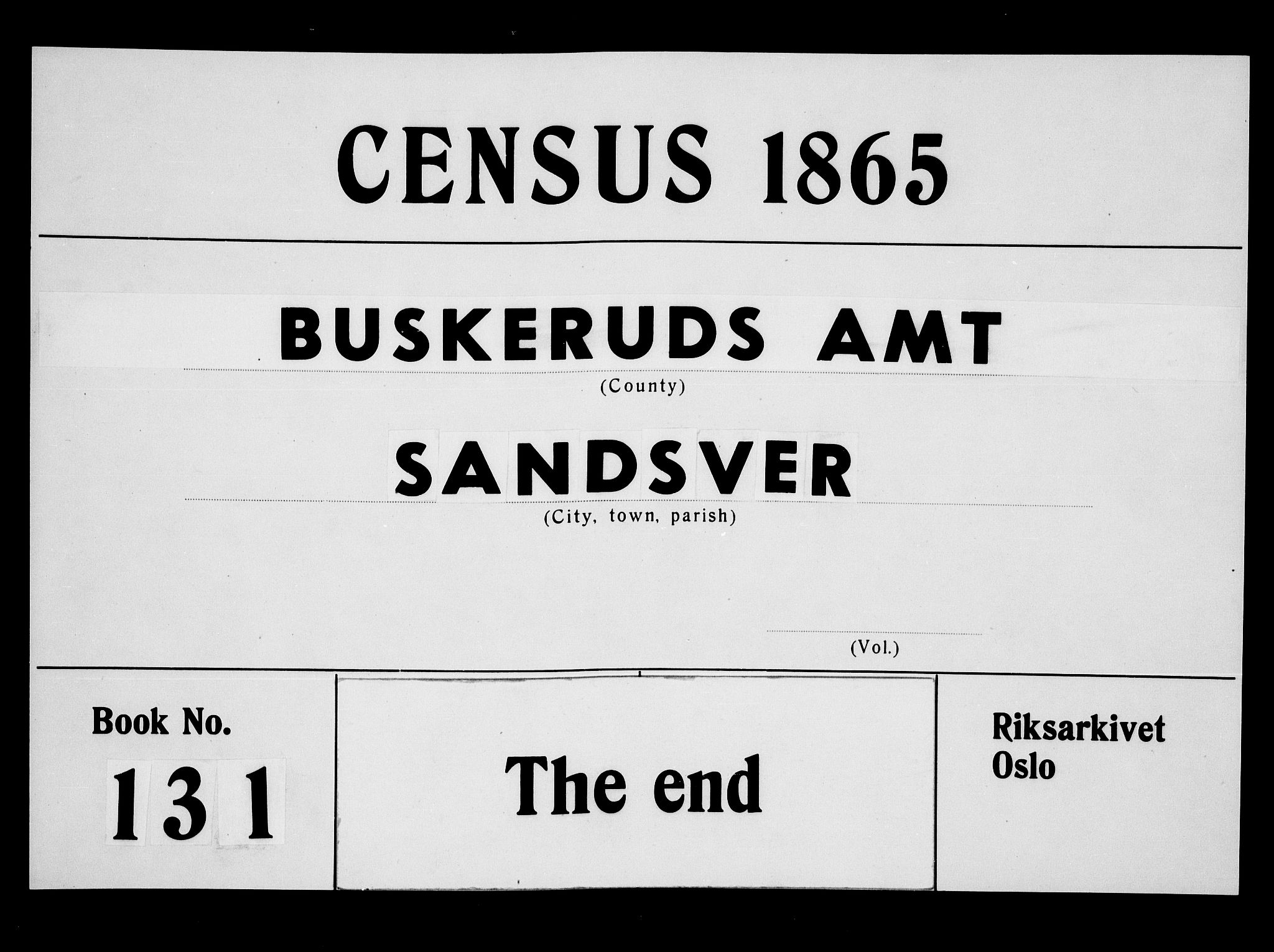 RA, Folketelling 1865 for 0629P Sandsvær prestegjeld, 1865, s. 187