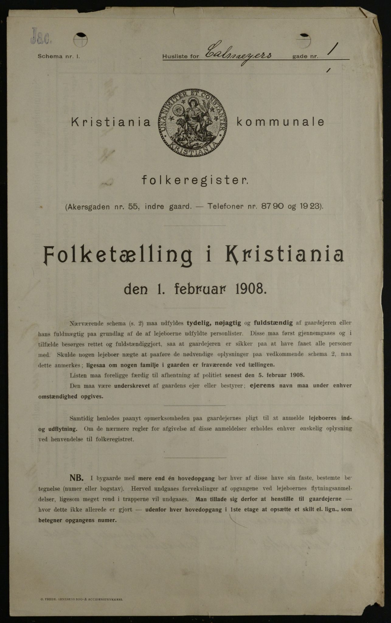OBA, Kommunal folketelling 1.2.1908 for Kristiania kjøpstad, 1908, s. 10688