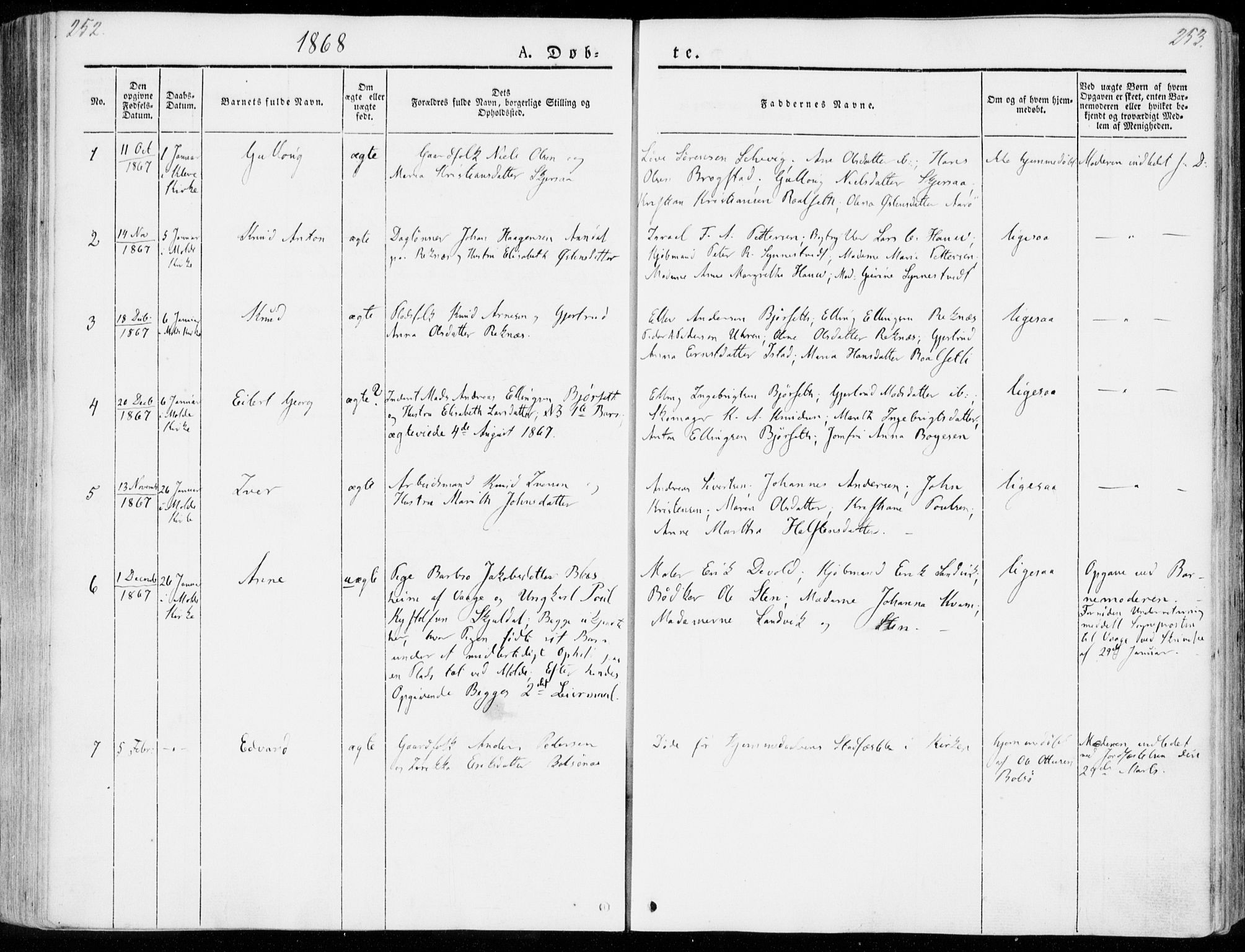 Ministerialprotokoller, klokkerbøker og fødselsregistre - Møre og Romsdal, AV/SAT-A-1454/555/L0653: Ministerialbok nr. 555A04, 1843-1869, s. 252-253