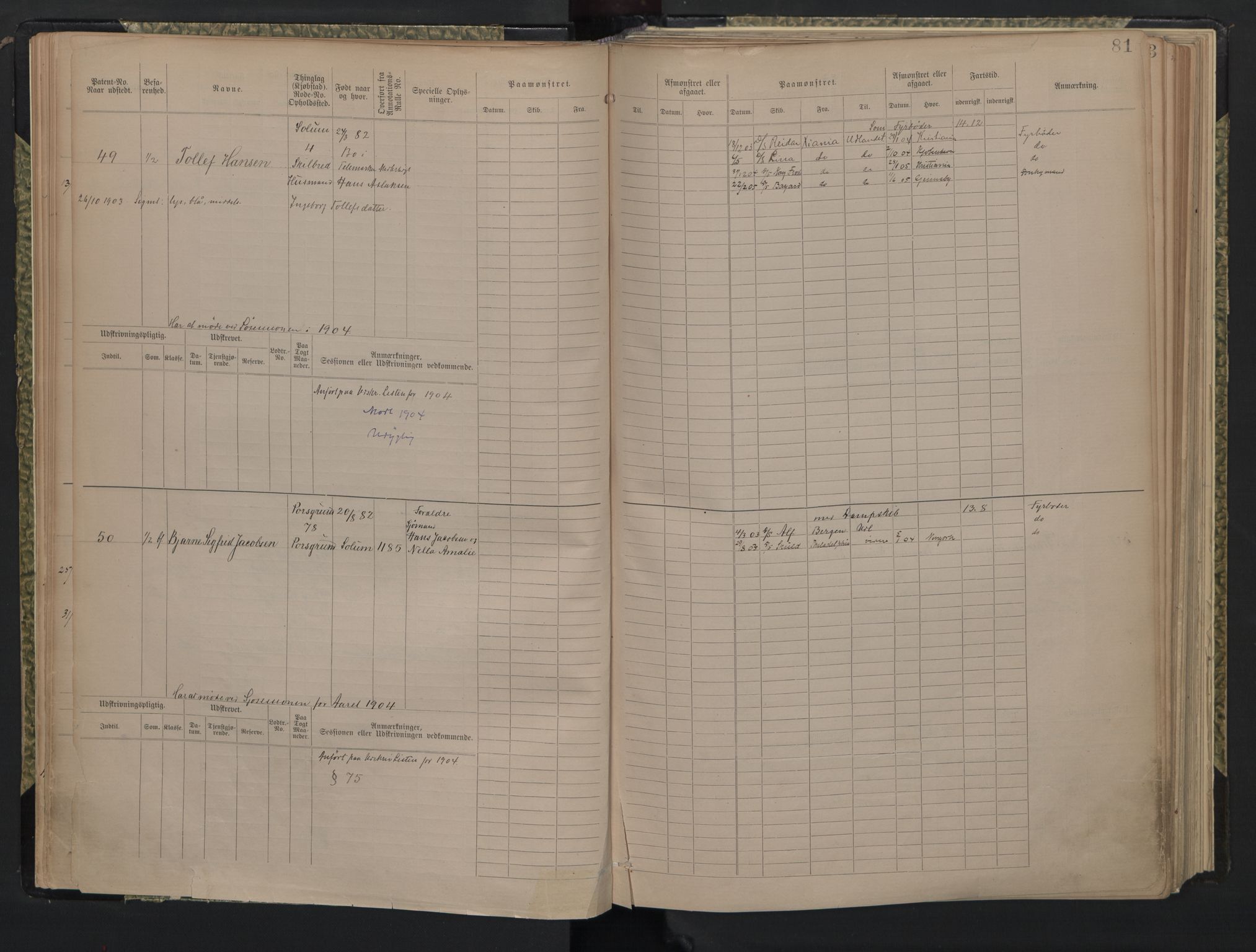 Porsgrunn innrulleringskontor, AV/SAKO-A-829/F/Fd/L0005: B-rulle nr. 1-556, 1886-1948, s. 81