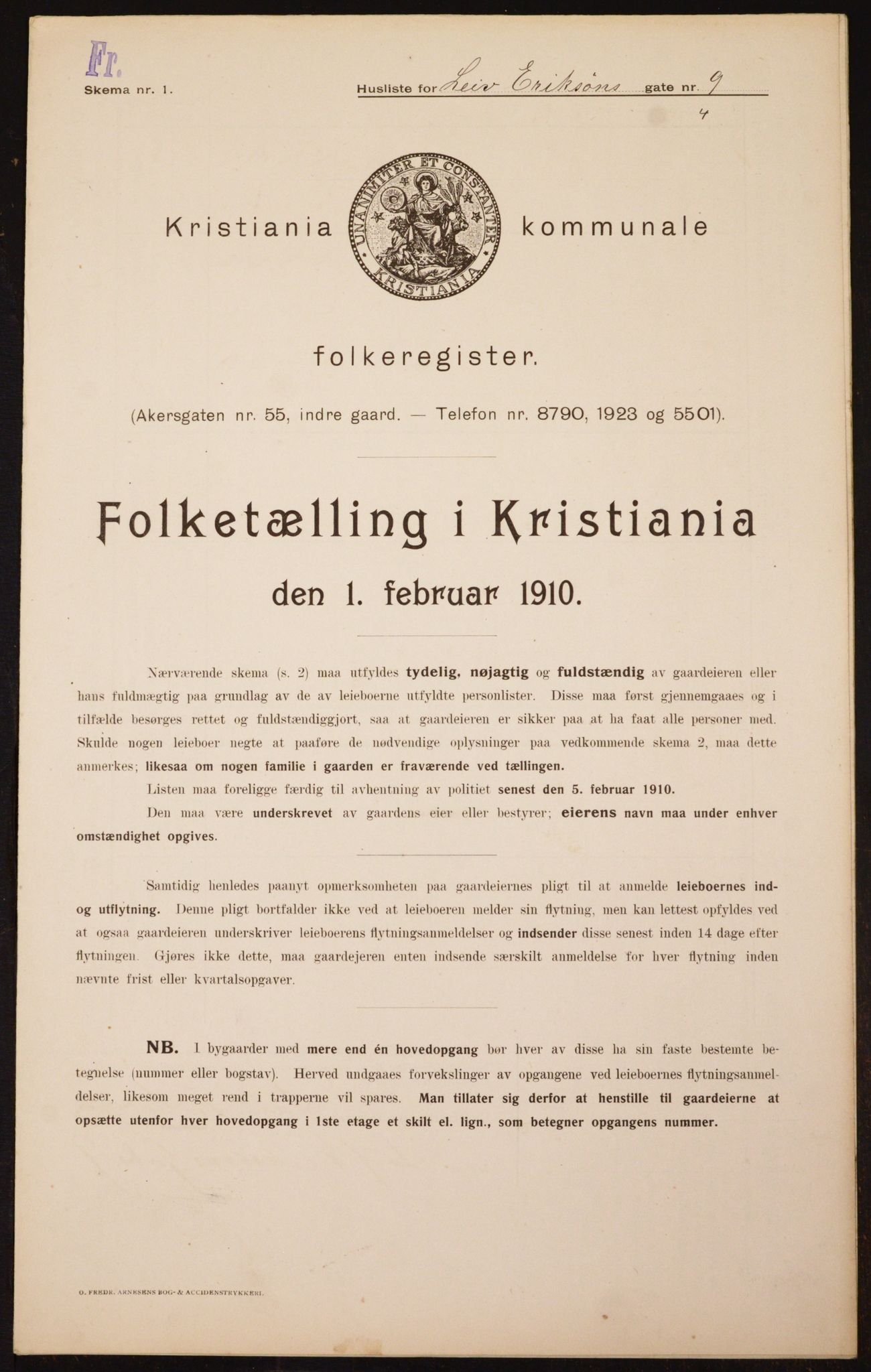 OBA, Kommunal folketelling 1.2.1910 for Kristiania, 1910, s. 55515