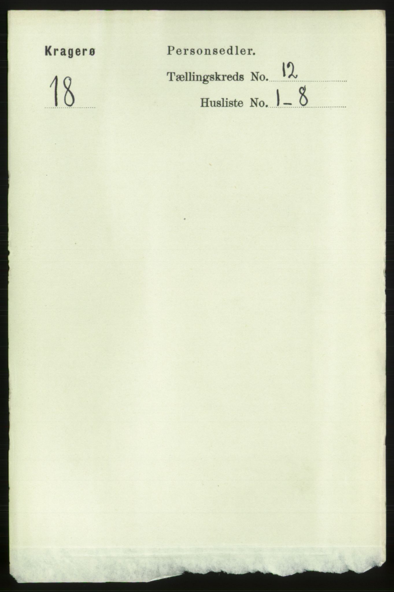RA, Folketelling 1891 for 0801 Kragerø kjøpstad, 1891, s. 3916