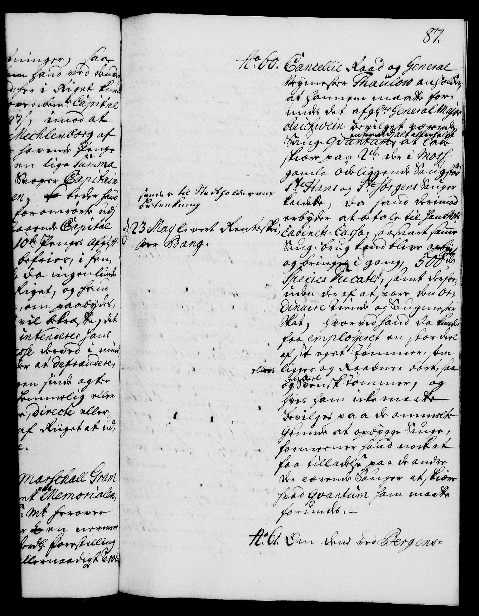 Rentekammeret, Kammerkanselliet, RA/EA-3111/G/Gh/Gha/L0017: Norsk ekstraktmemorialprotokoll (merket RK 53.62), 1735, s. 87