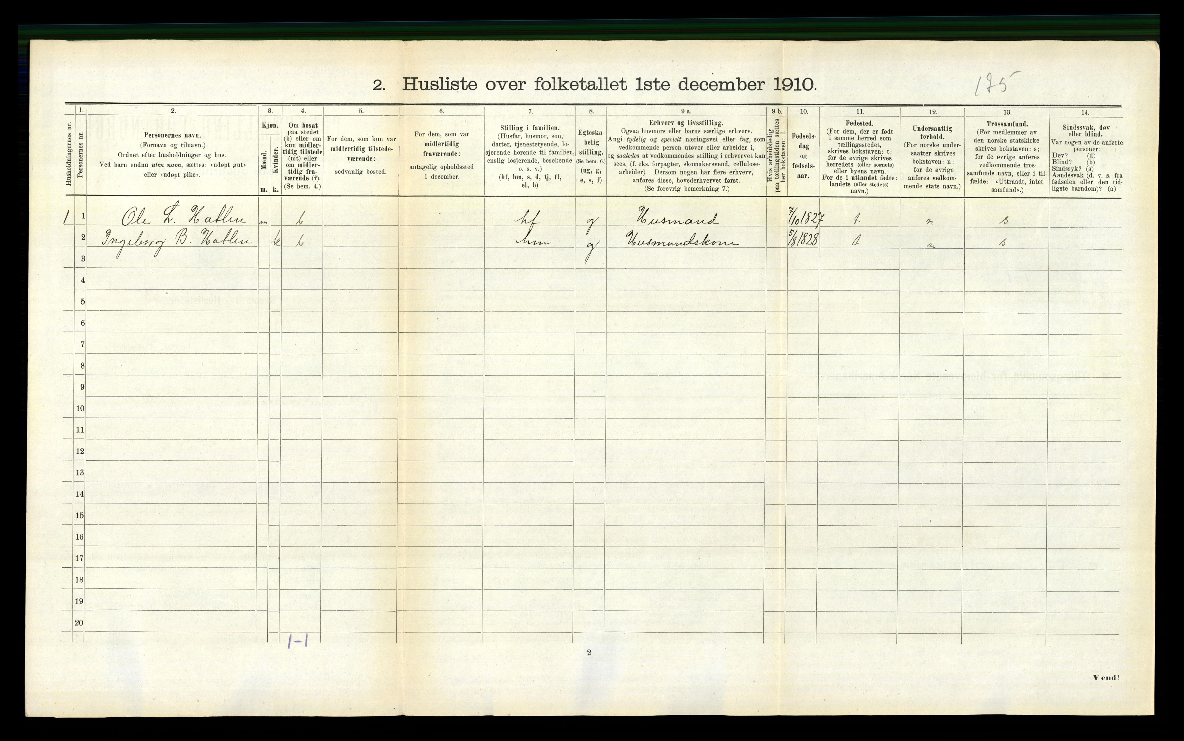 RA, Folketelling 1910 for 1540 Hen herred, 1910, s. 206