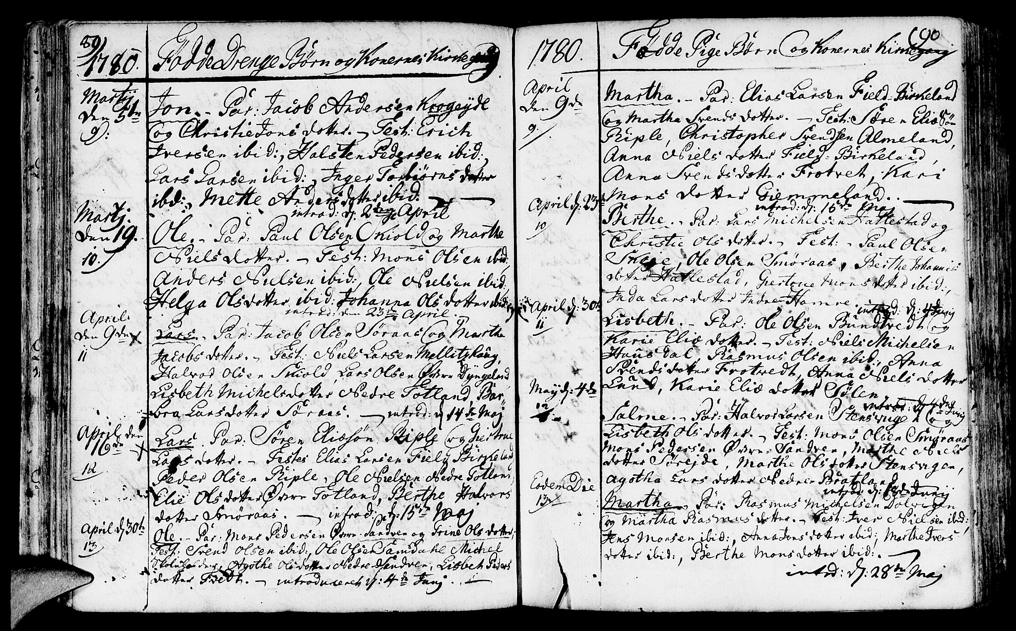 Fana Sokneprestembete, AV/SAB-A-75101/H/Haa/Haaa/L0005: Ministerialbok nr. A 5, 1773-1799, s. 89-90