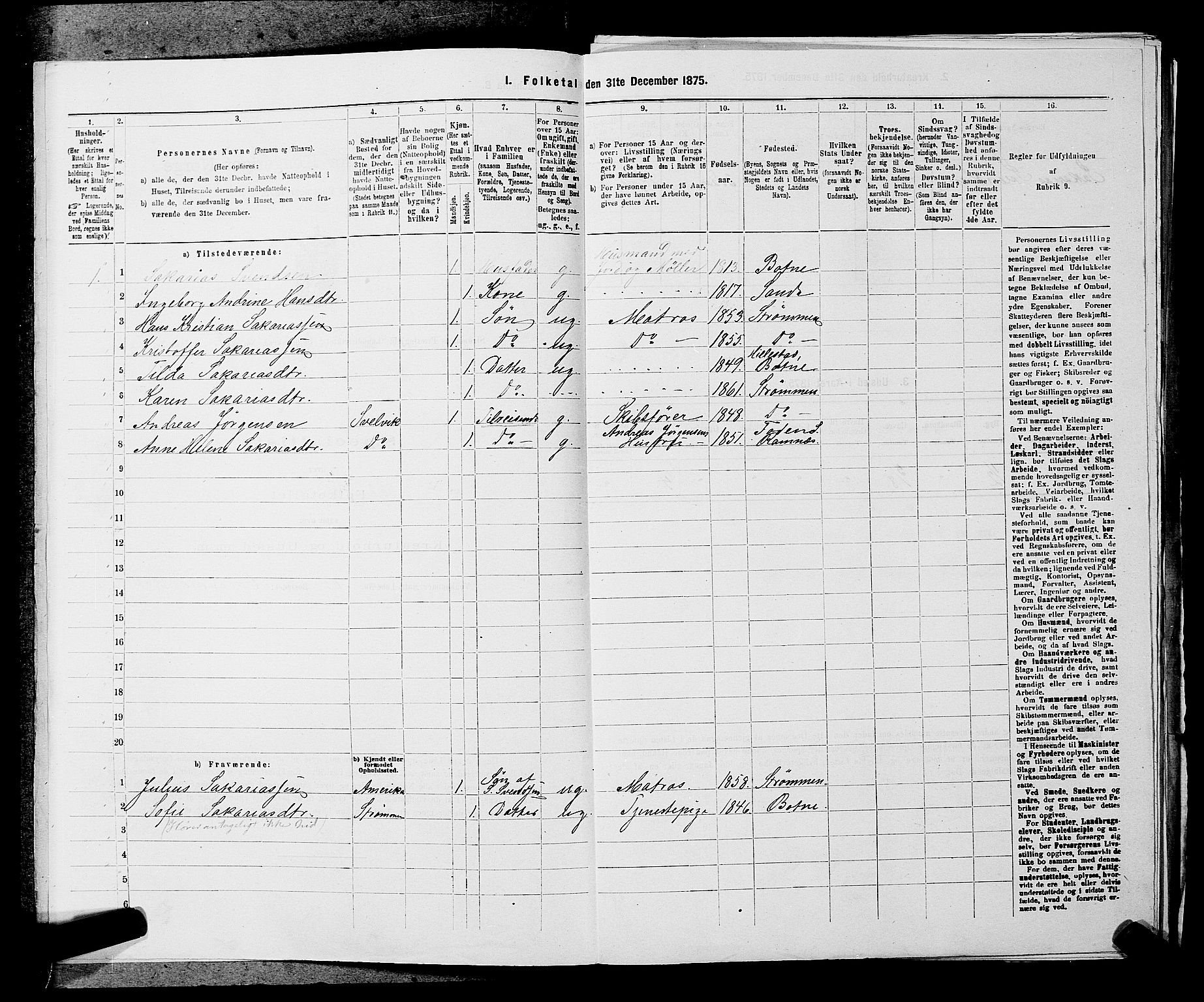 SAKO, Folketelling 1875 for 0711L Strømm prestegjeld, Strømm sokn, 1875, s. 385