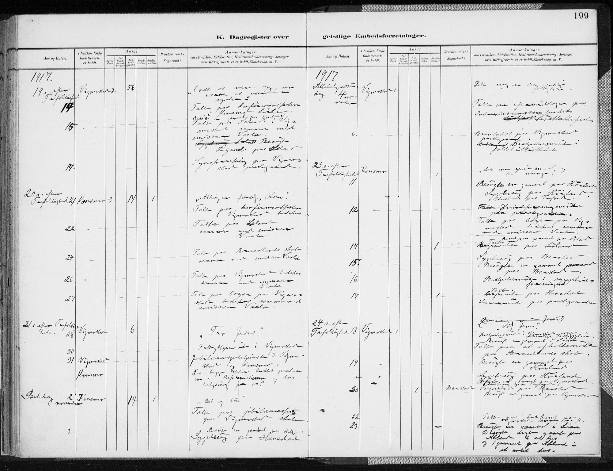 Nord-Audnedal sokneprestkontor, AV/SAK-1111-0032/F/Fa/Fab/L0004: Ministerialbok nr. A 4, 1901-1917, s. 199