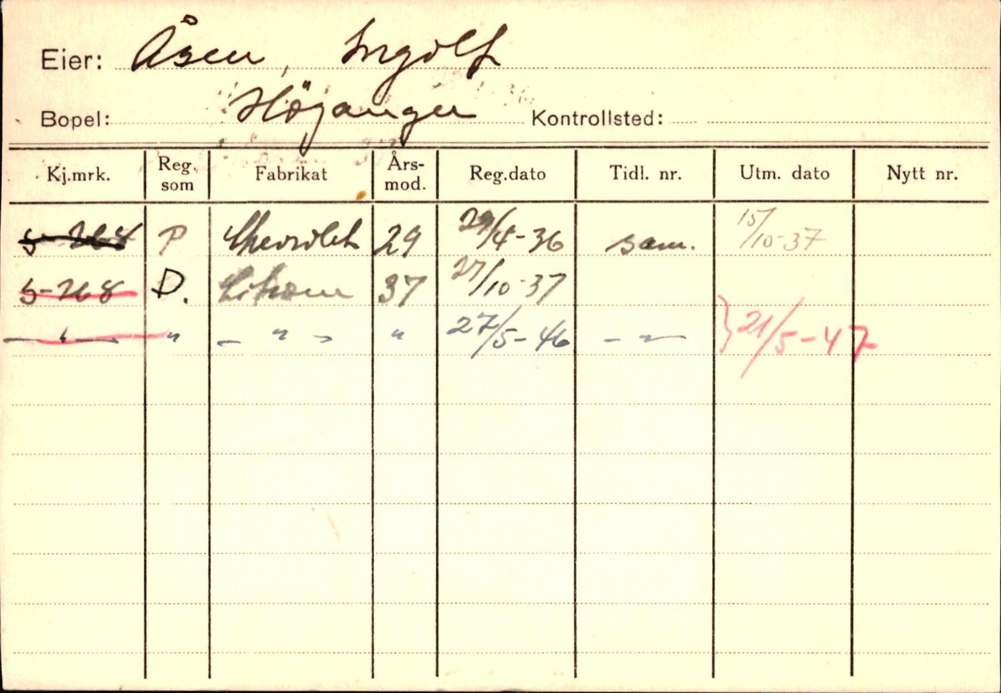 Statens vegvesen, Sogn og Fjordane vegkontor, AV/SAB-A-5301/4/F/L0131: Eigarregister Høyanger P-Å. Stryn S-Å, 1945-1975, s. 1135