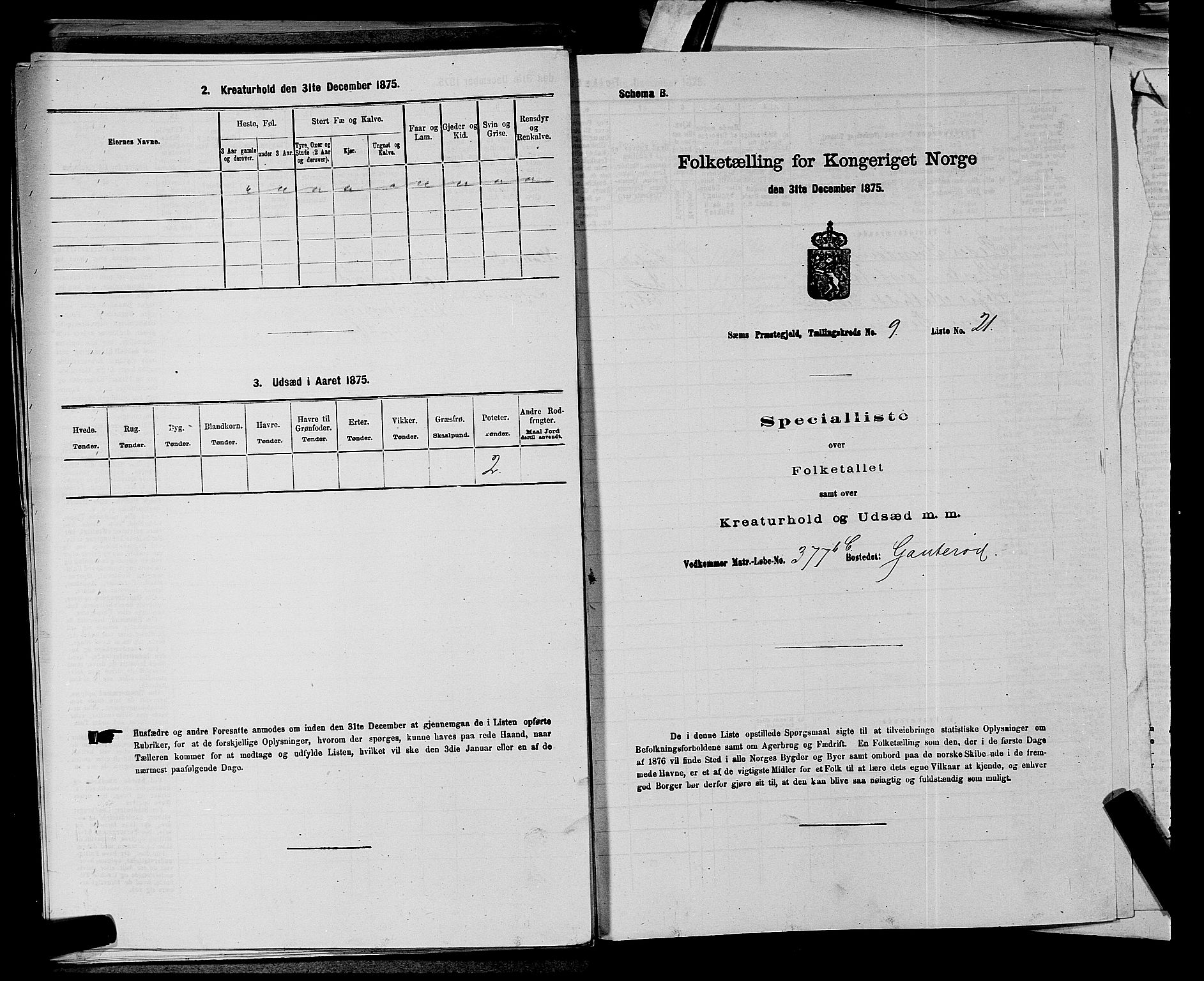 SAKO, Folketelling 1875 for 0721P Sem prestegjeld, 1875, s. 1734