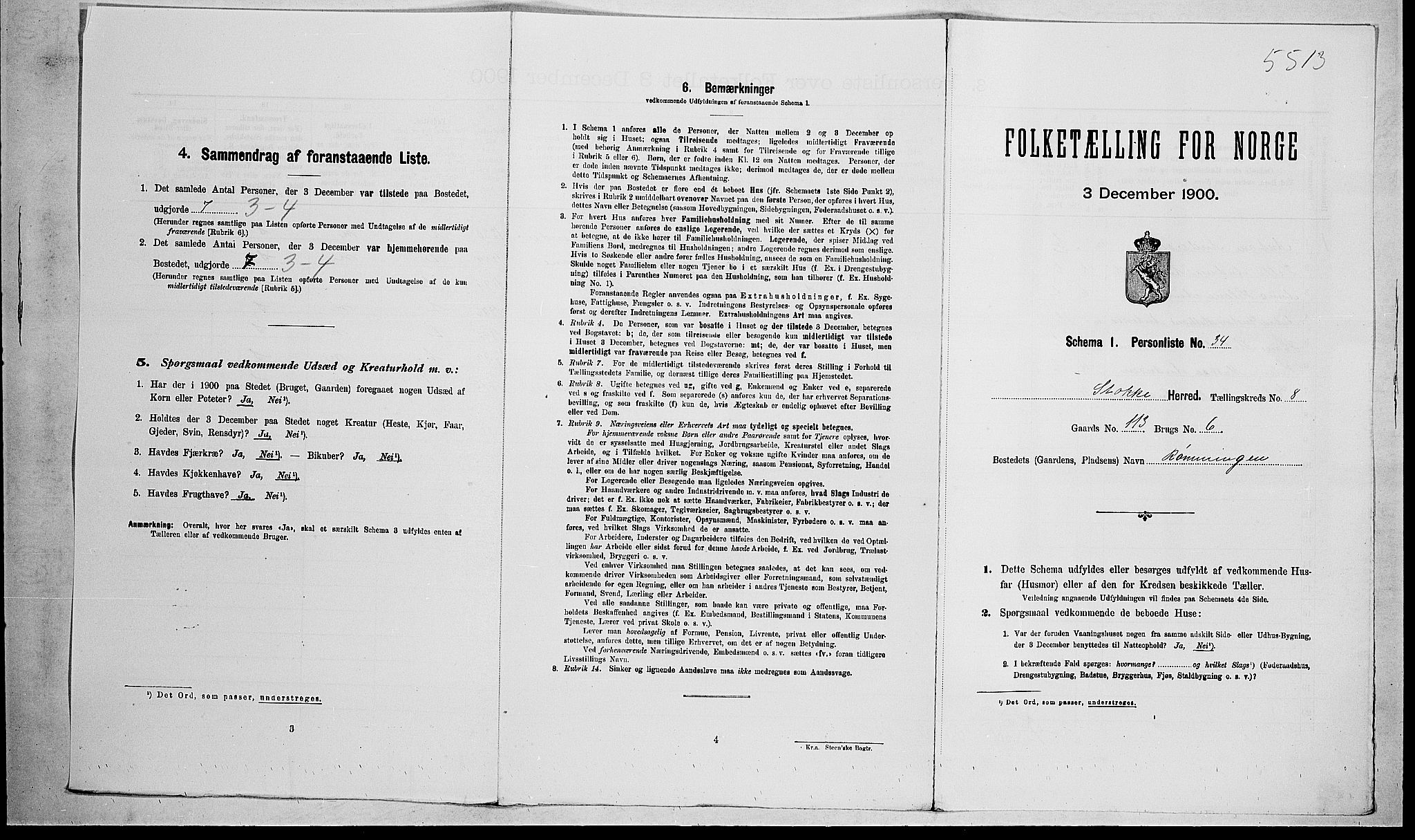 RA, Folketelling 1900 for 0720 Stokke herred, 1900, s. 1464