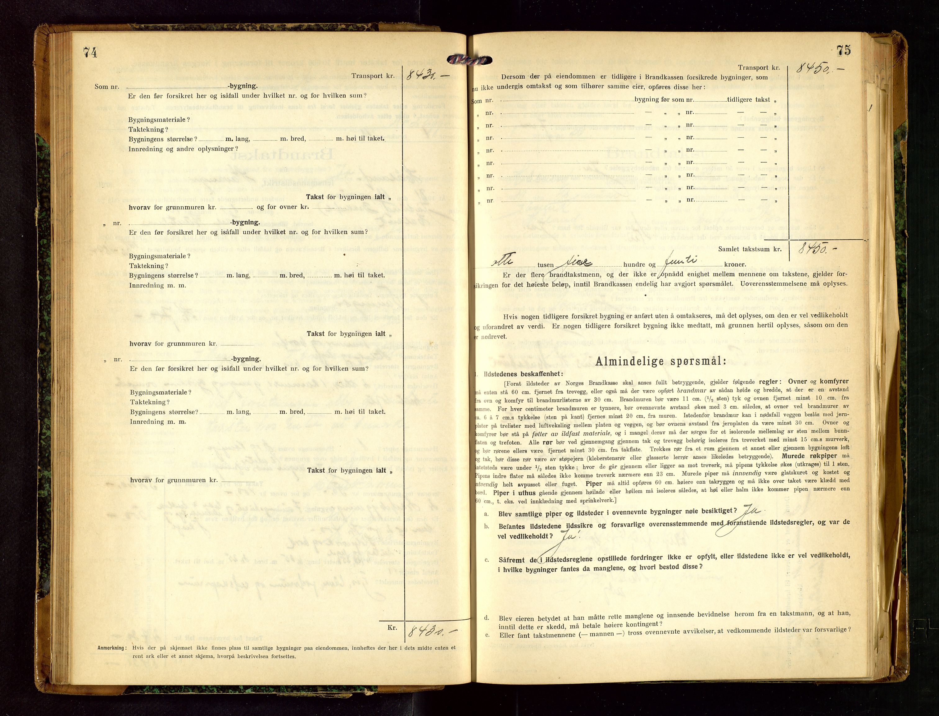 Håland lensmannskontor, AV/SAST-A-100100/Gob/L0007: Branntakstprotokoll - skjematakst. Register i boken., 1920-1925, s. 74-75