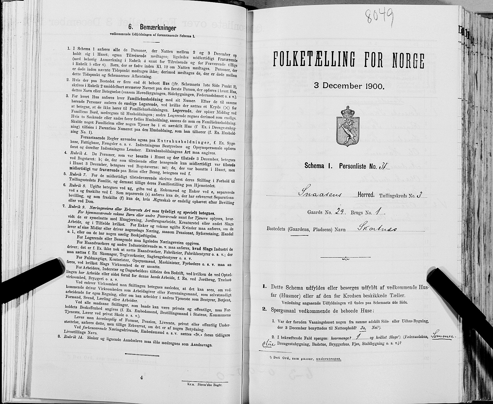 SAT, Folketelling 1900 for 1736 Snåsa herred, 1900, s. 657