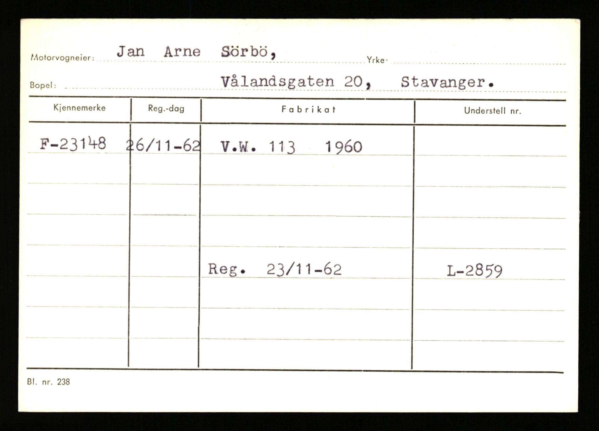 Stavanger trafikkstasjon, AV/SAST-A-101942/0/G/L0005: Registreringsnummer: 23000 - 34245, 1930-1971, s. 49