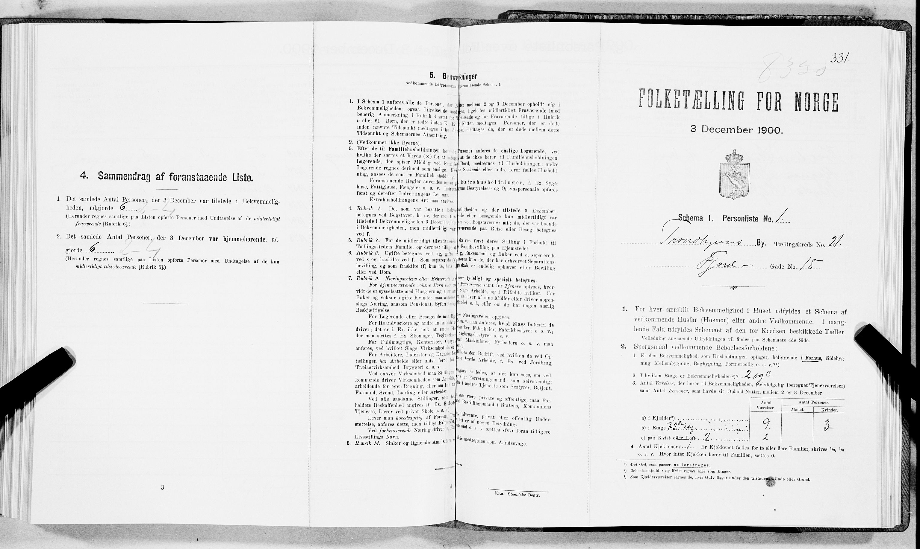 SAT, Folketelling 1900 for 1601 Trondheim kjøpstad, 1900, s. 3396