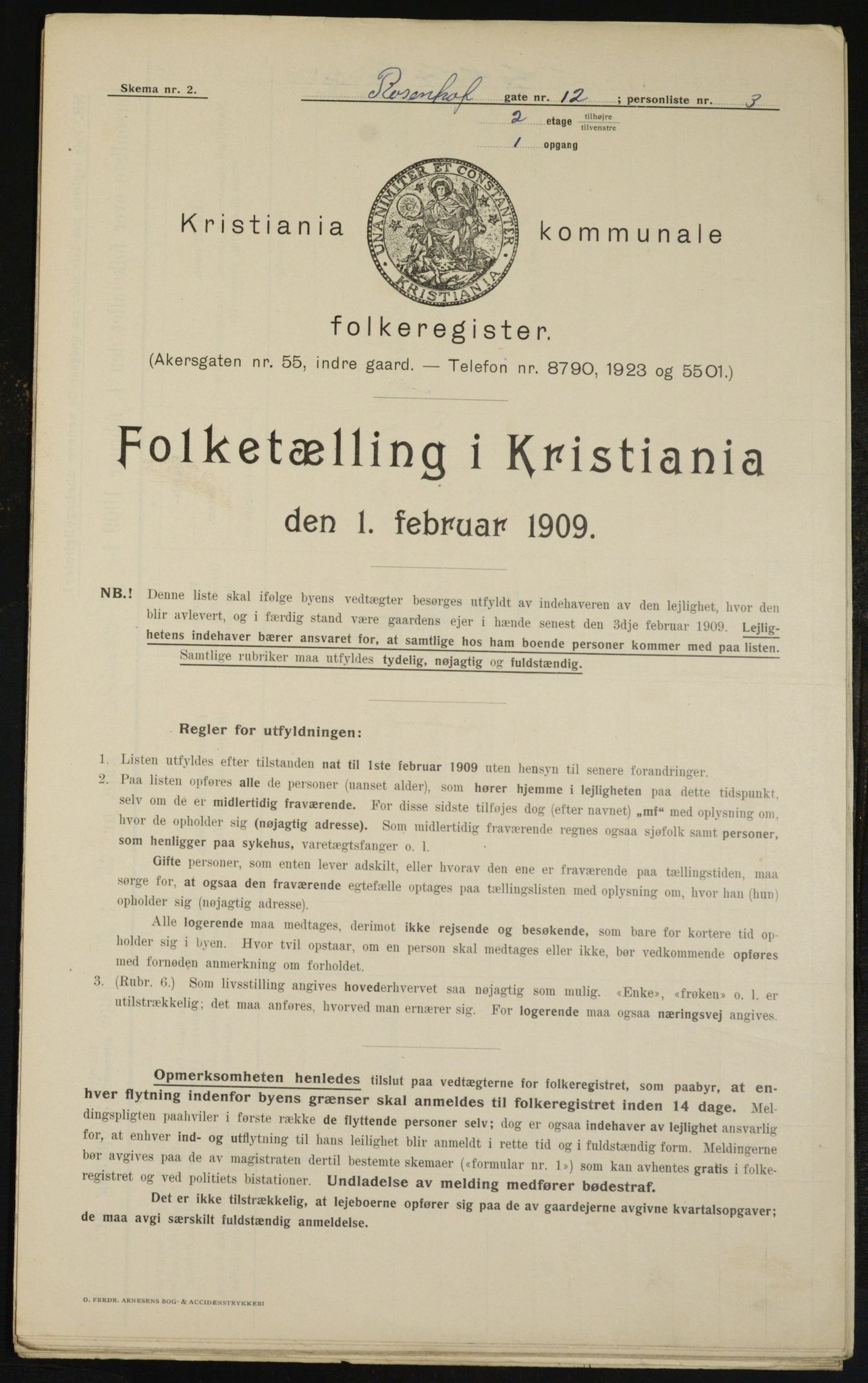 OBA, Kommunal folketelling 1.2.1909 for Kristiania kjøpstad, 1909, s. 75917