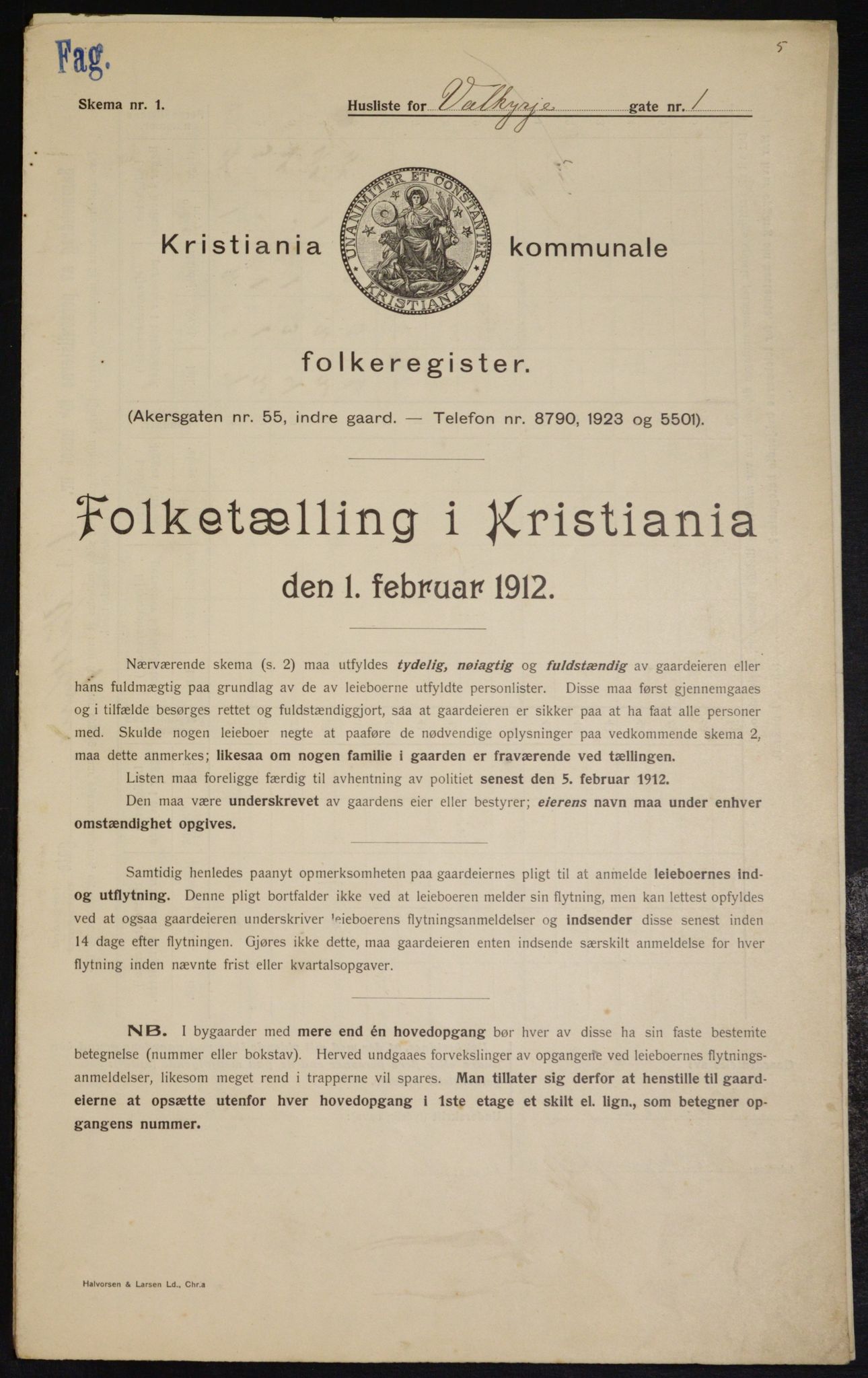 OBA, Kommunal folketelling 1.2.1912 for Kristiania, 1912, s. 121592