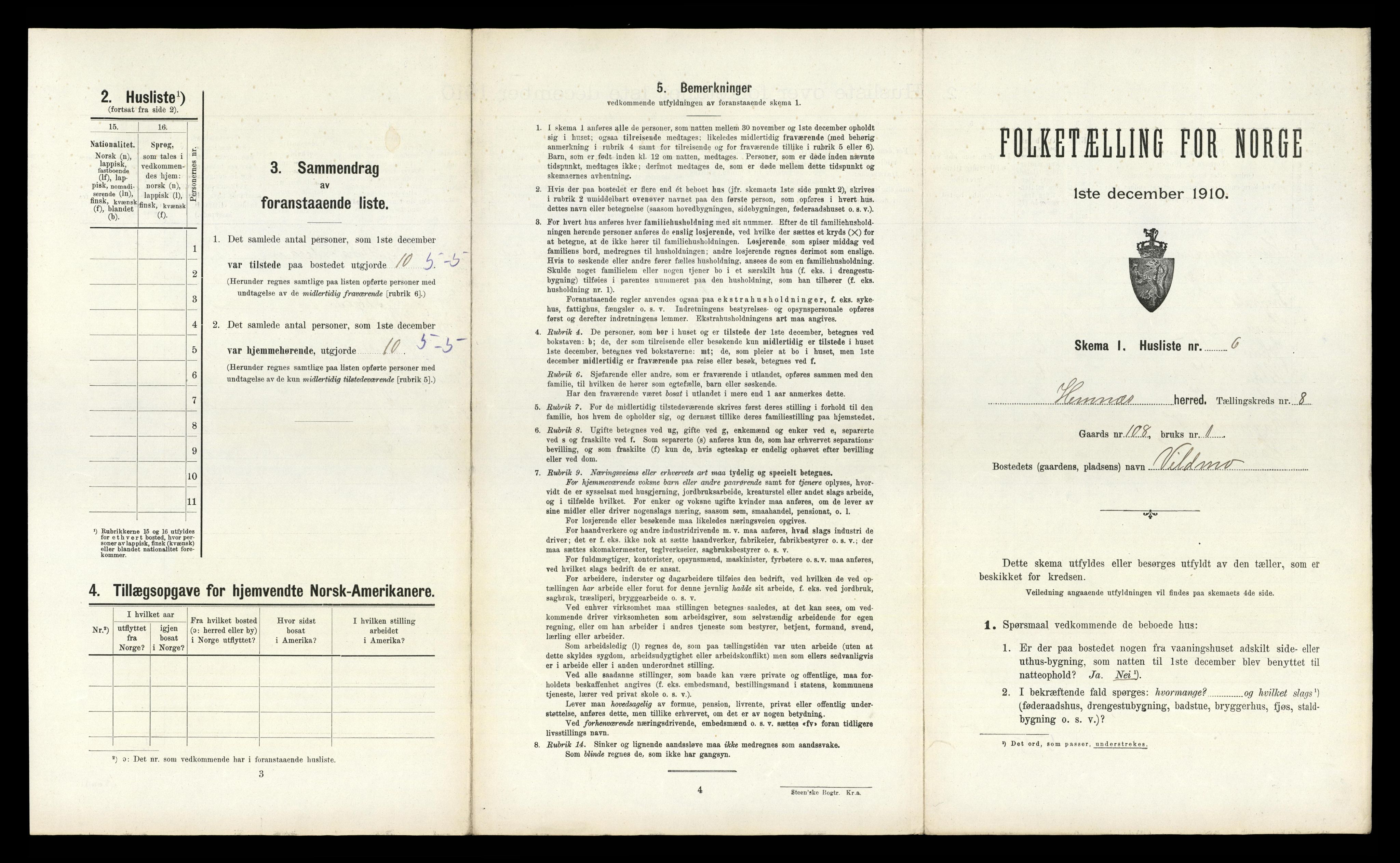 RA, Folketelling 1910 for 1832 Hemnes herred, 1910, s. 1542